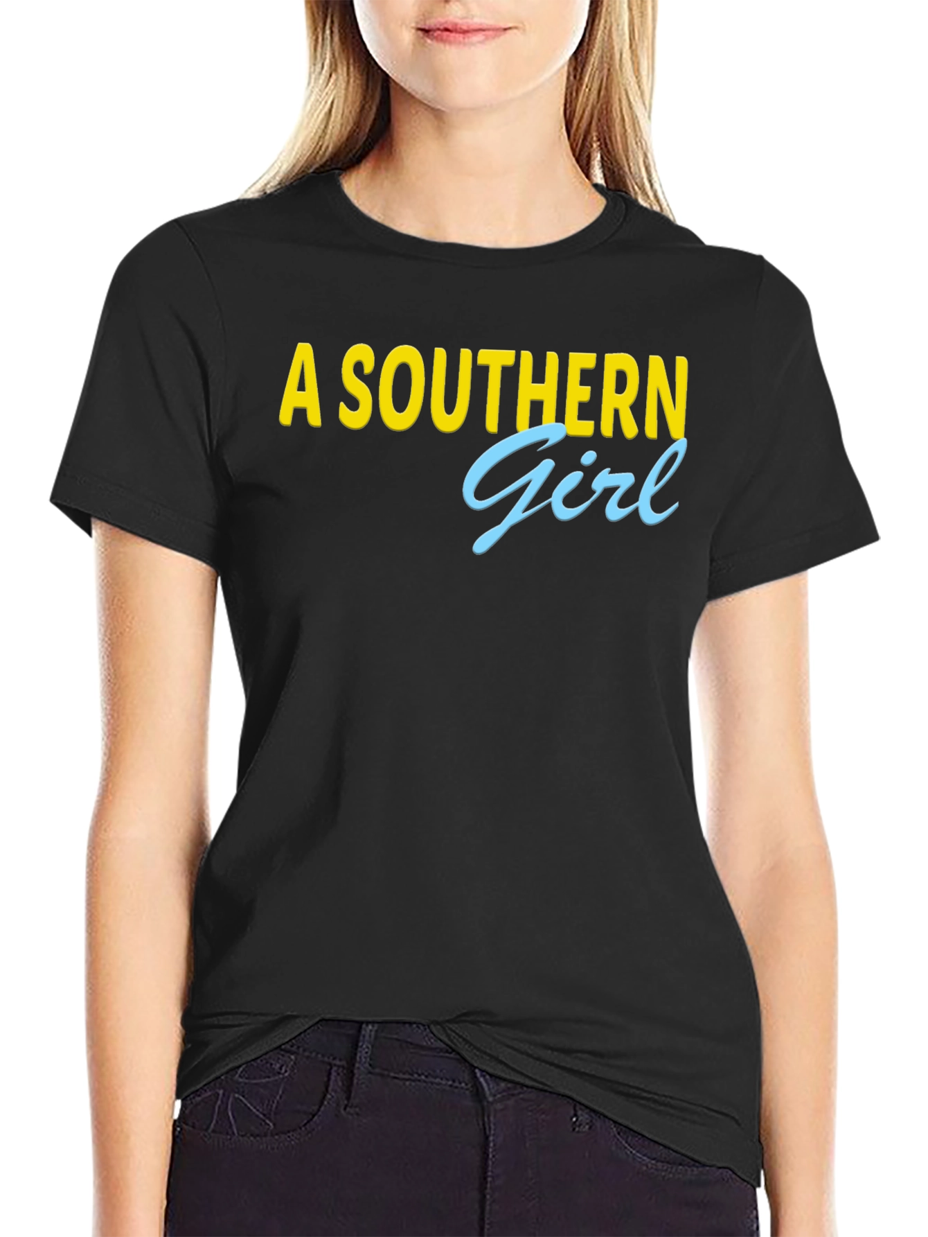 A Southern Girl Tee - Black Crew Neck