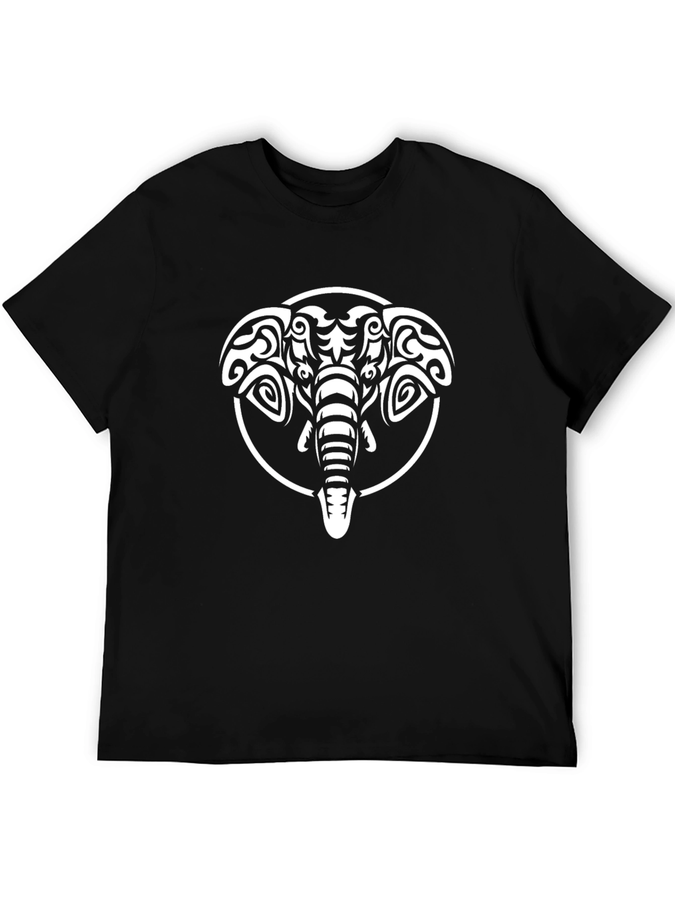Tribal Elephant Graphic Tee - Stylish Black T-Shirt