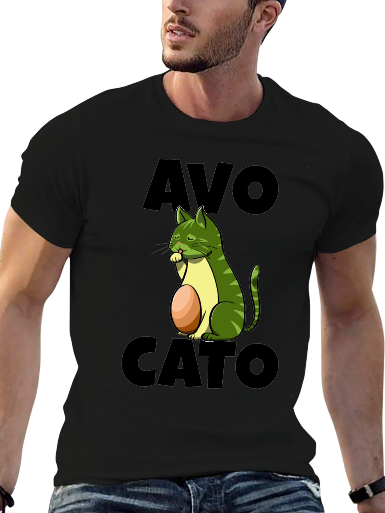 Avo Cato T-Shirt - Avocado Cat Pun Tee