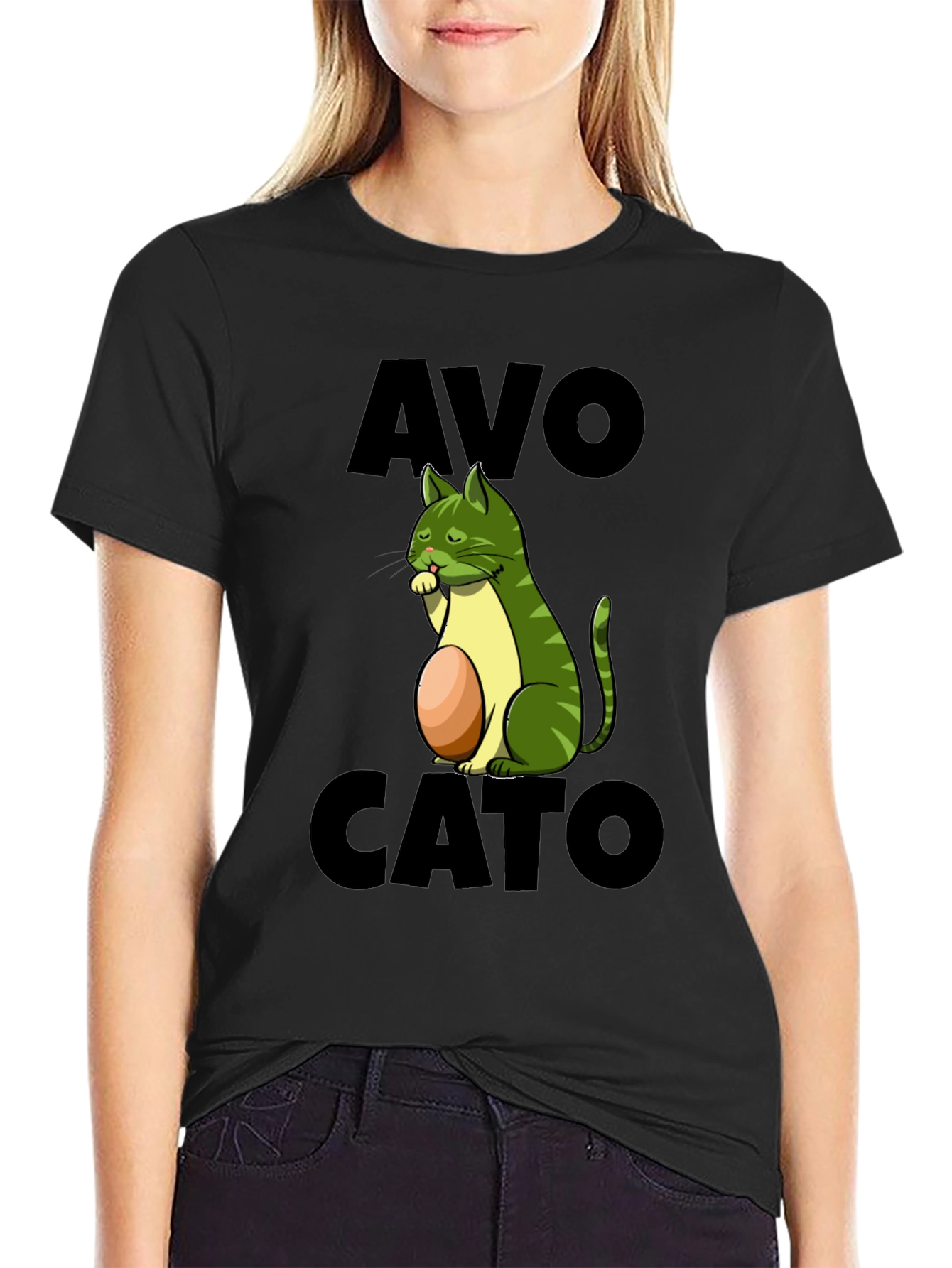 Avo Cato T-Shirt - Avocado Cat Pun Tee