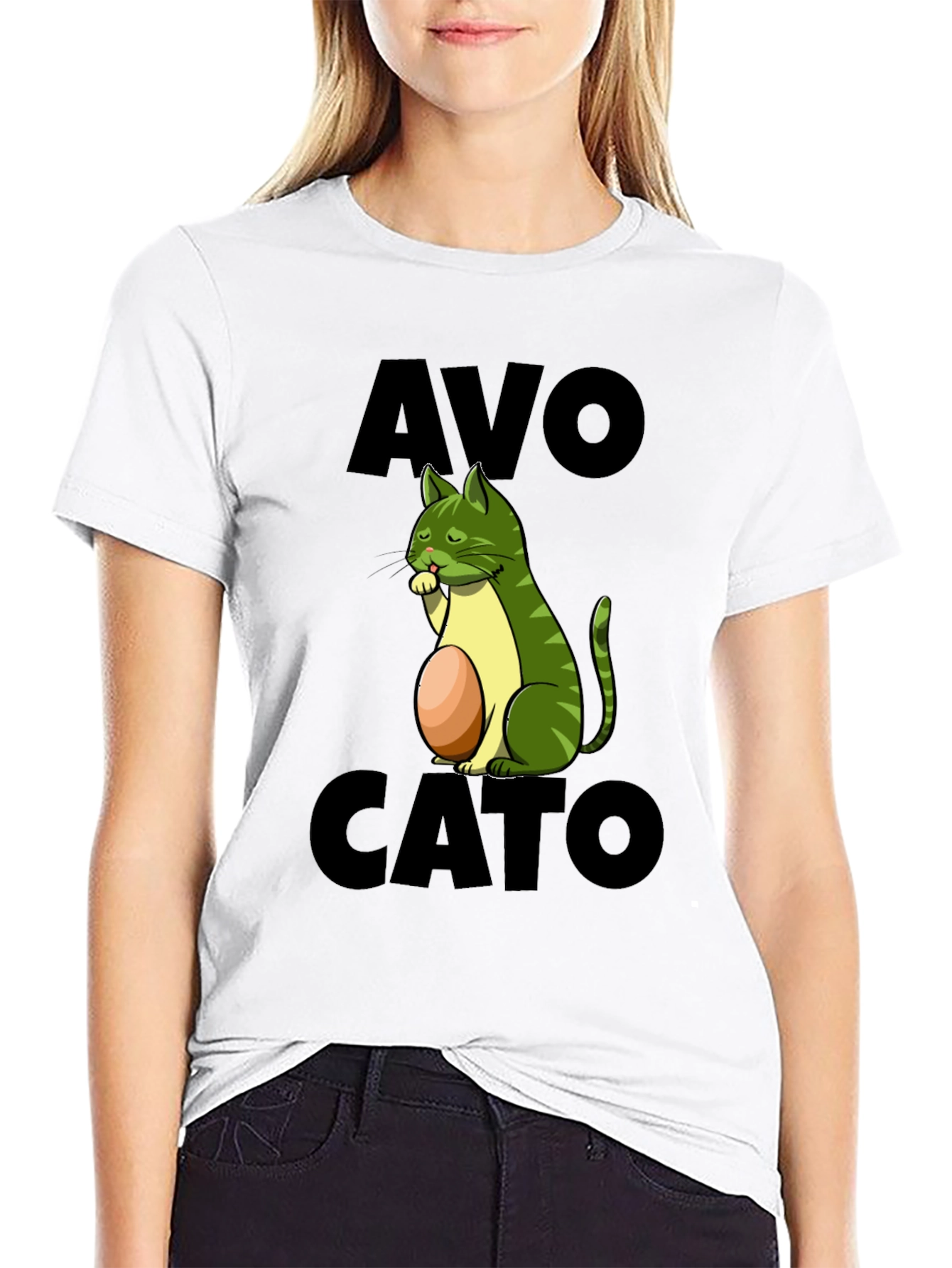 Avo Cato T-Shirt - Avocado Cat Pun Tee