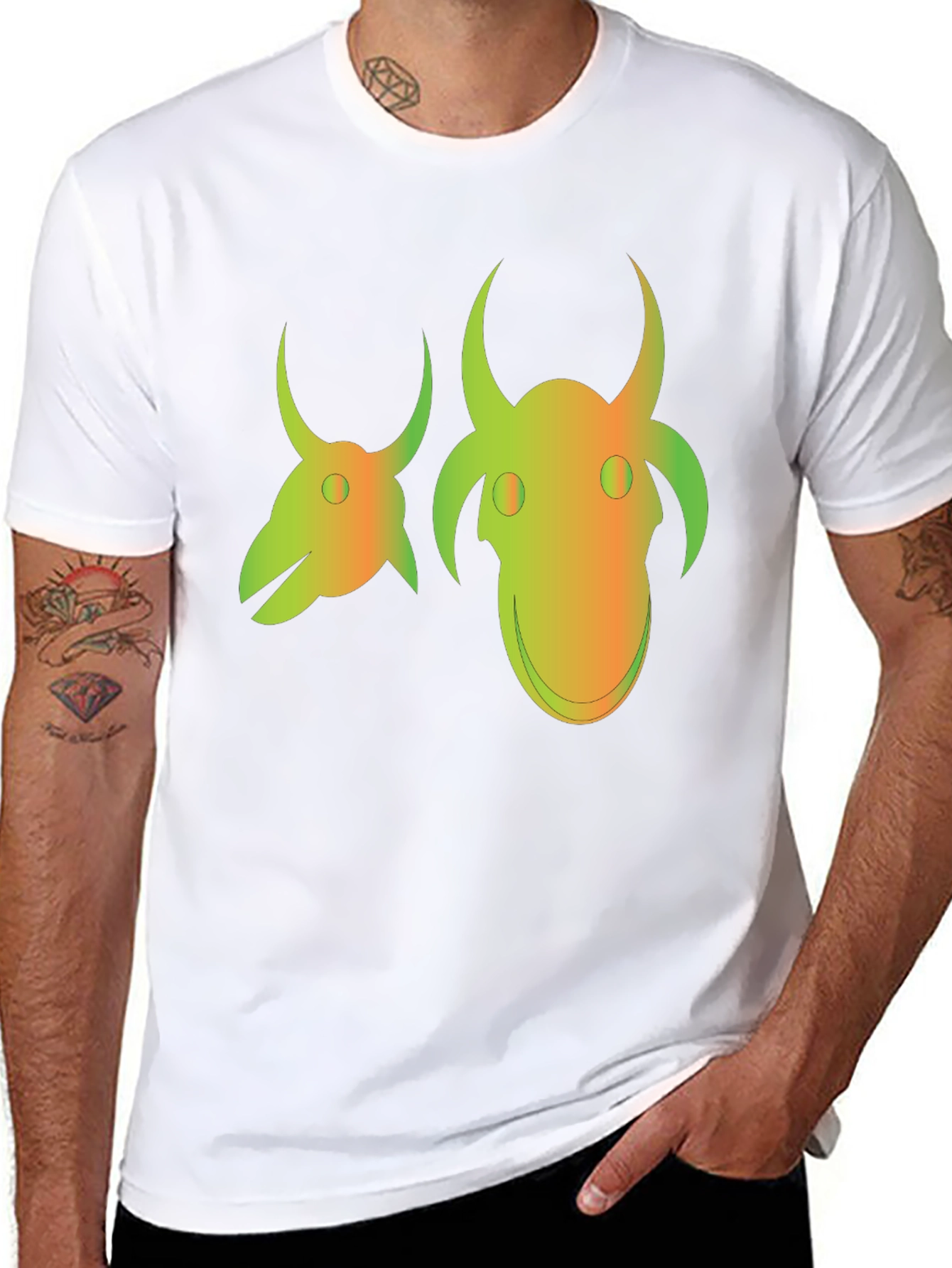 Unique Graphic Tee - Two Headed Creature Design