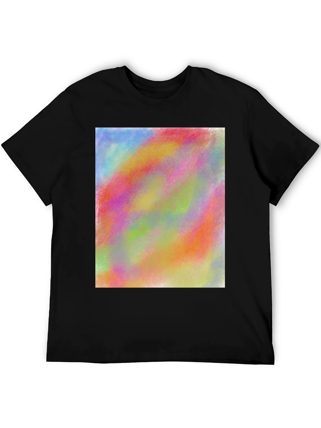Vibrant Abstract Art Print Black Tee Shirt