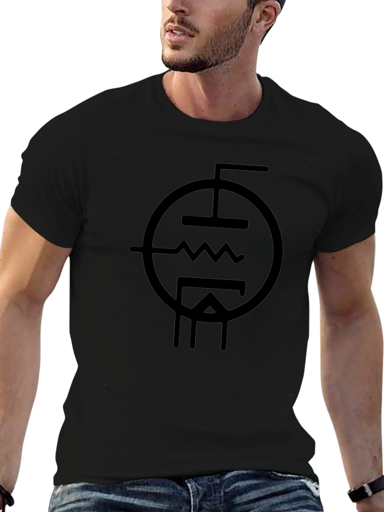 Black T-Shirt with Tube Schematic Graphic