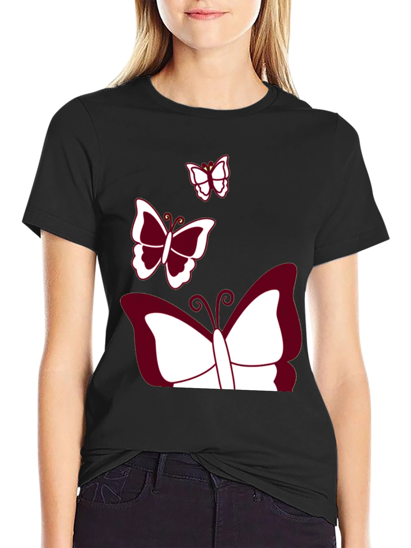 Butterfly Graphic Print Tee - Black