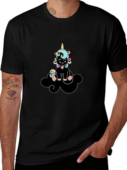 Unicorn Cloud Graphic Tee - Black Cotton Comfort