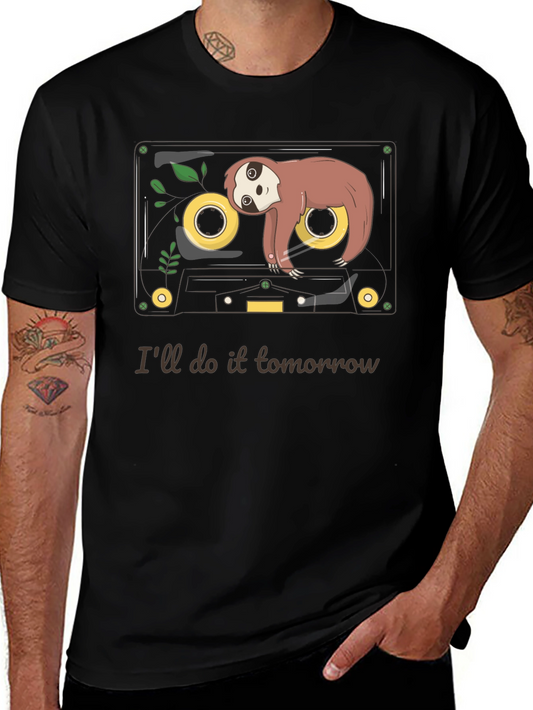 Sloth Cassette Tape Graphic Tee - Ill do it tomorrow