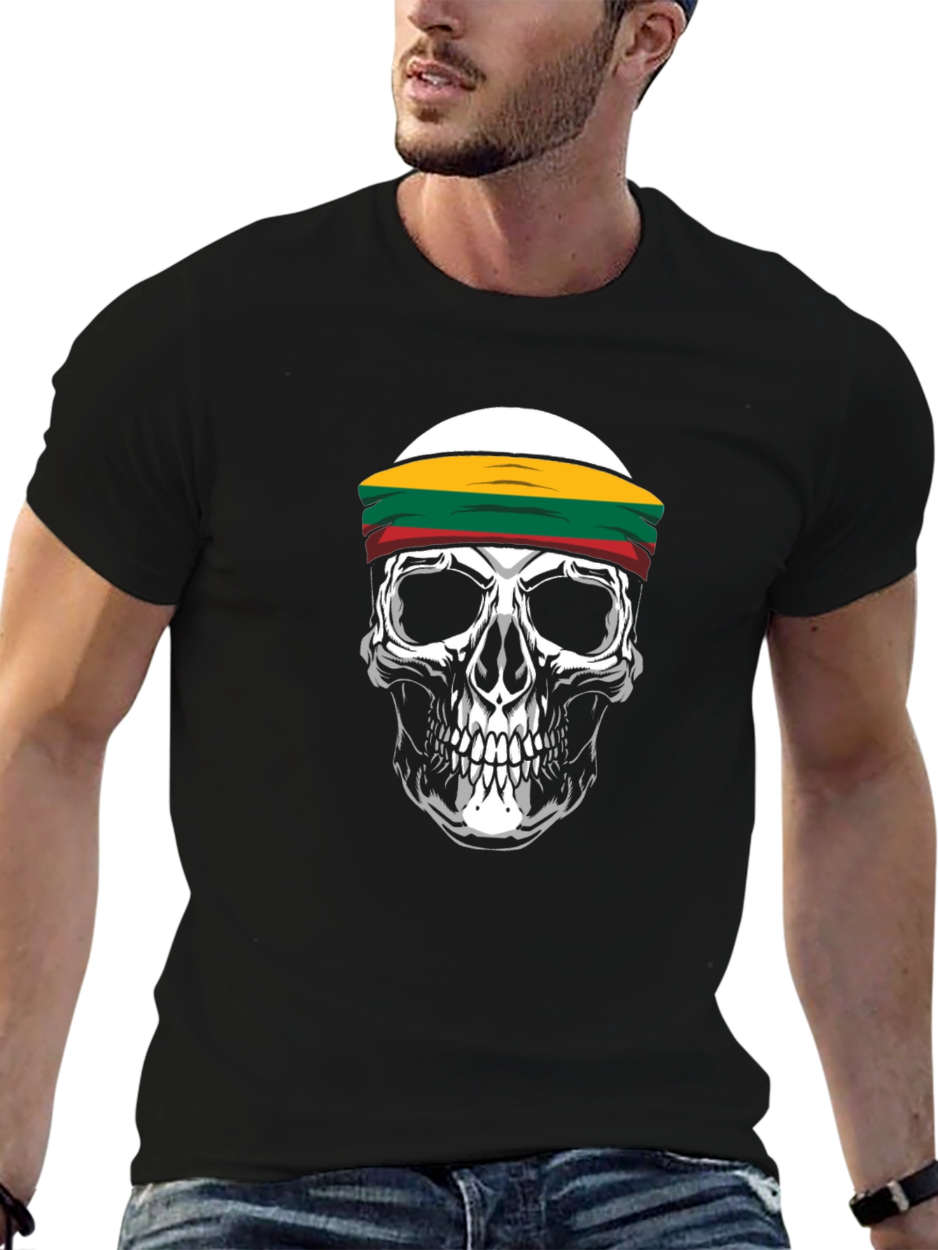 Skull T-Shirt with Lithuania Headband