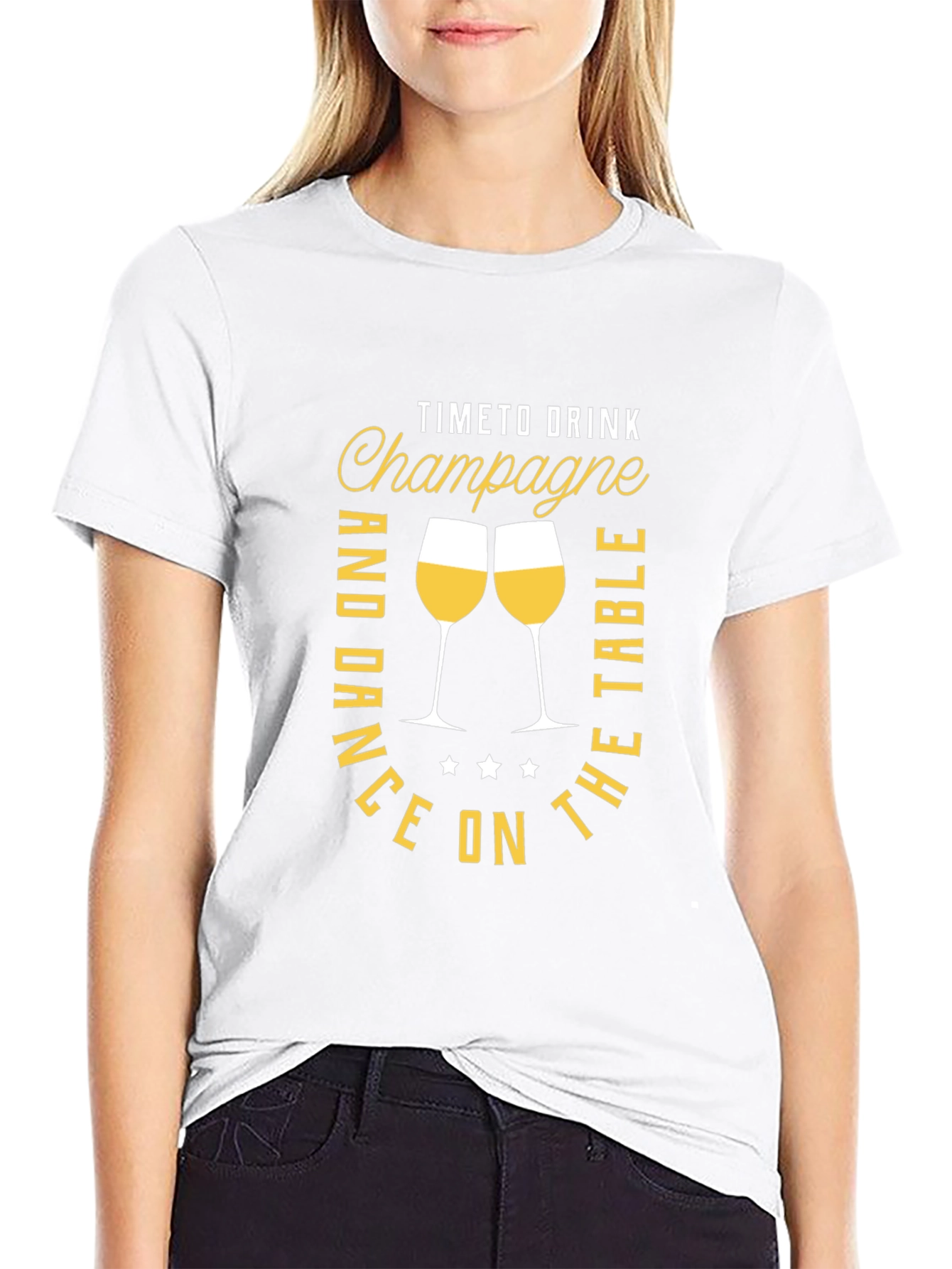 Champagne Time Black Graphic Tee