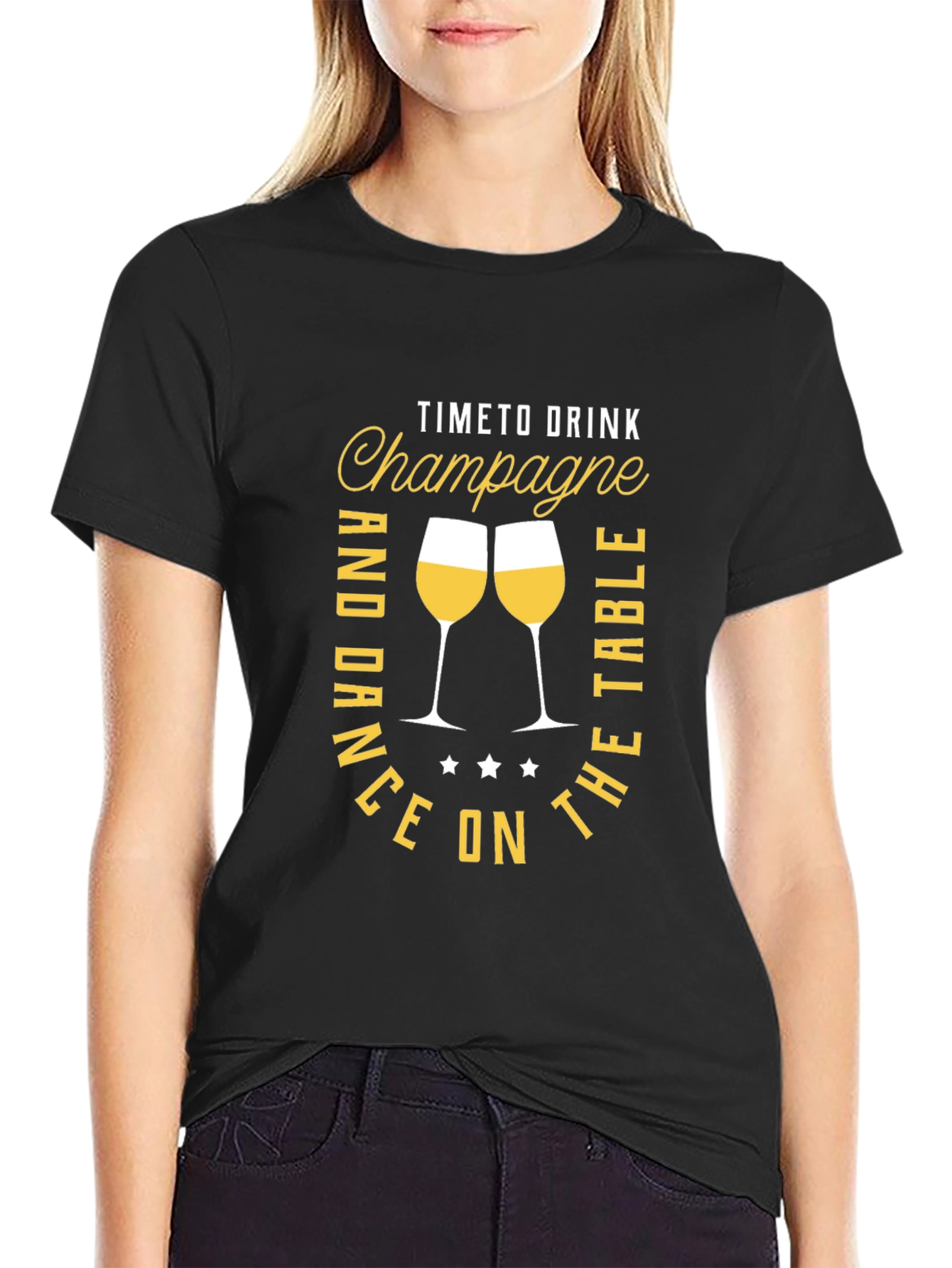 Champagne Time Black Graphic Tee
