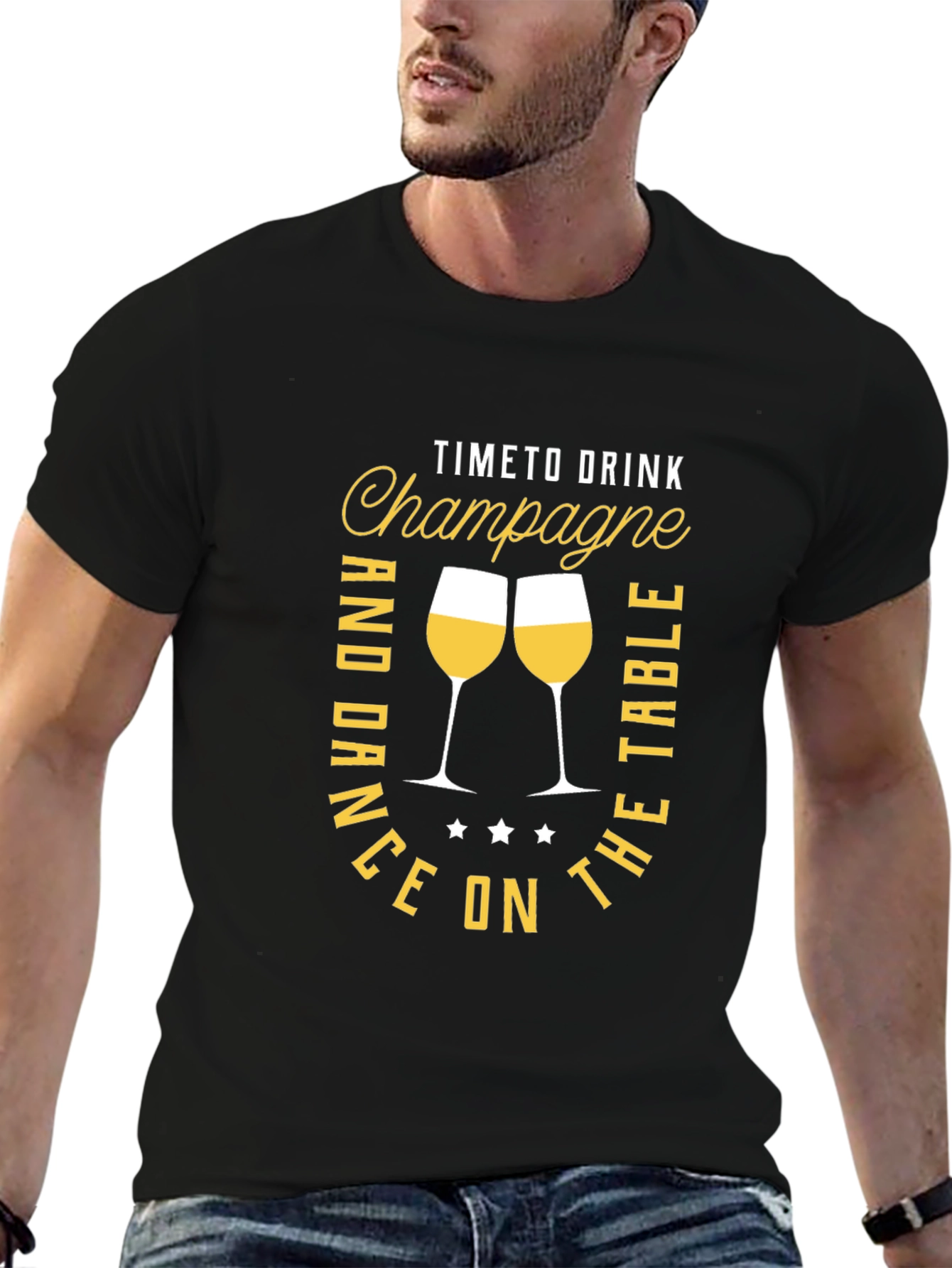 Champagne Time Black Graphic Tee