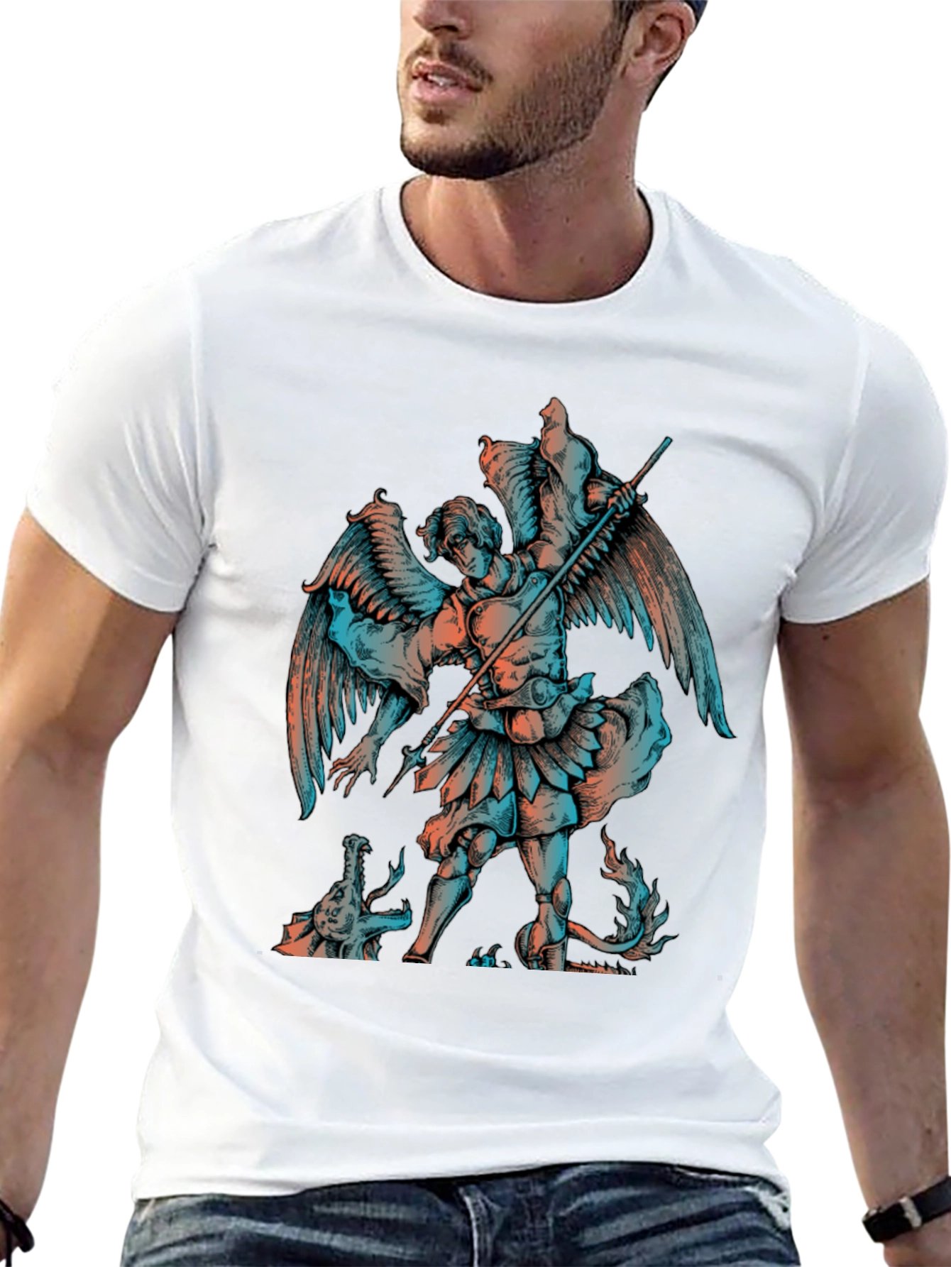 Angel vs Dragon Graphic Print T-Shirt