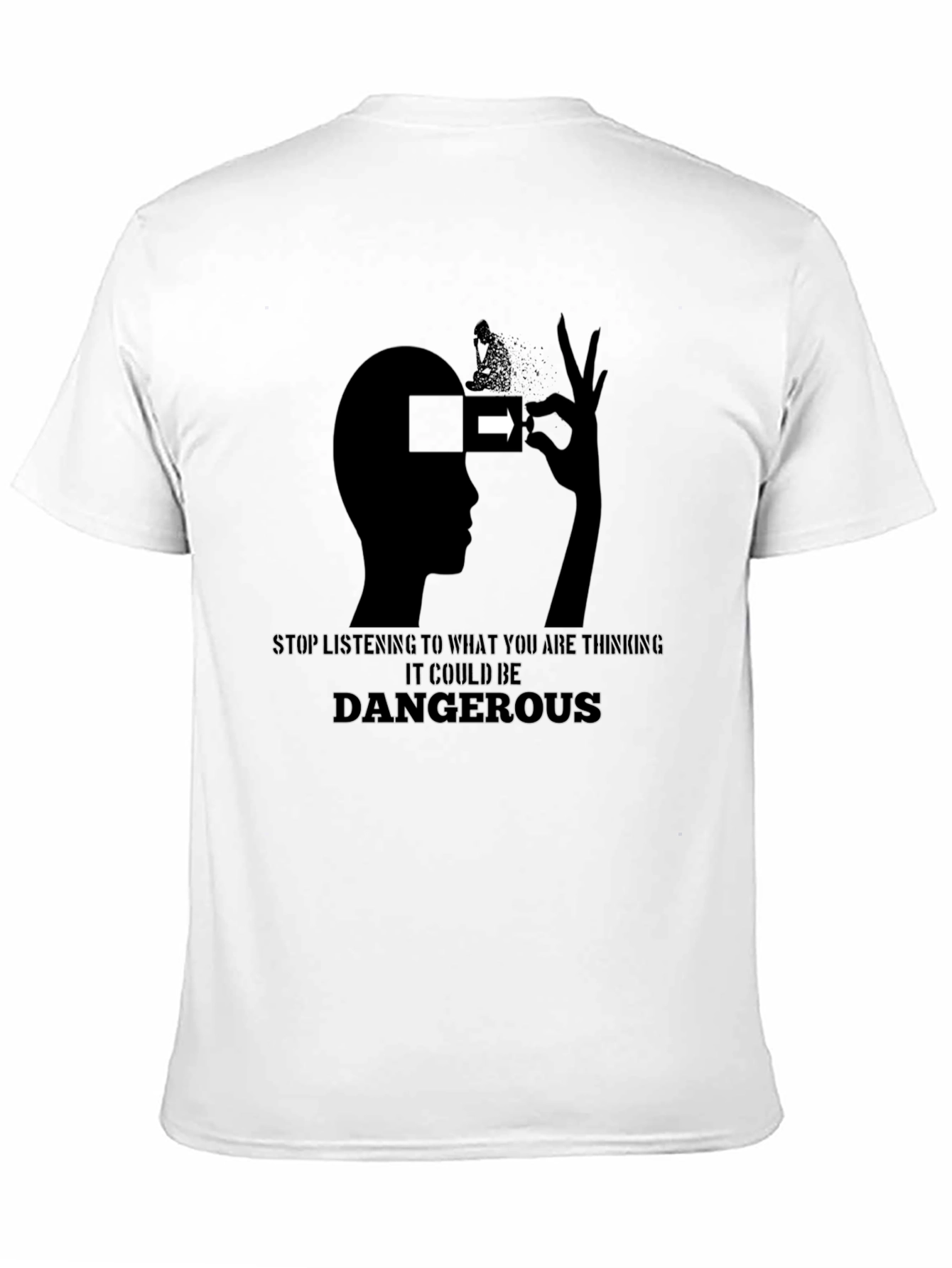 Stop Thinking Tee - Graphic Print Black T-Shirt