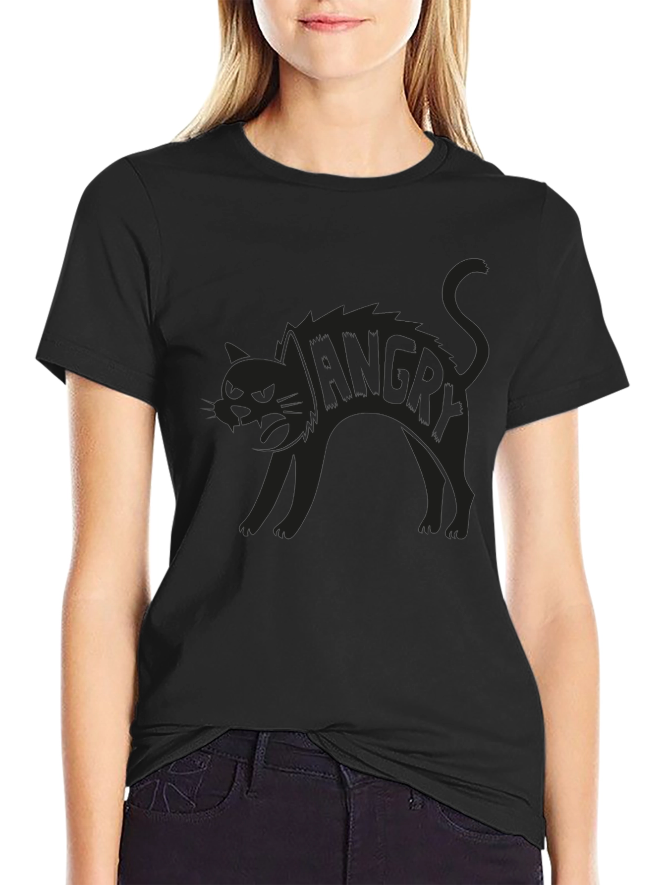 Angry Cat Graphic Print Tee