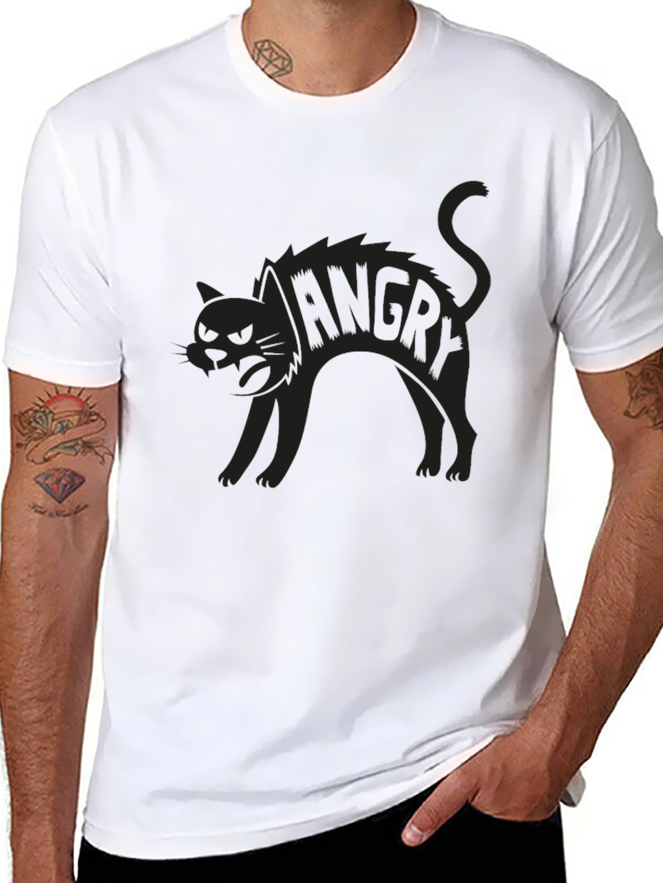 Angry Cat Graphic Print Tee