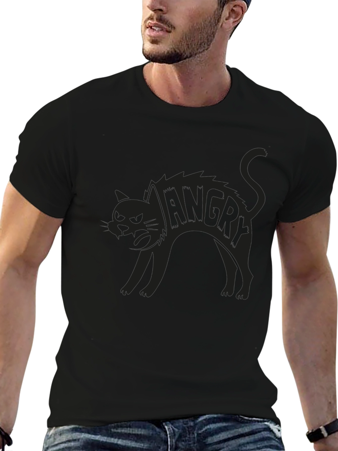 Angry Cat Graphic Print Tee