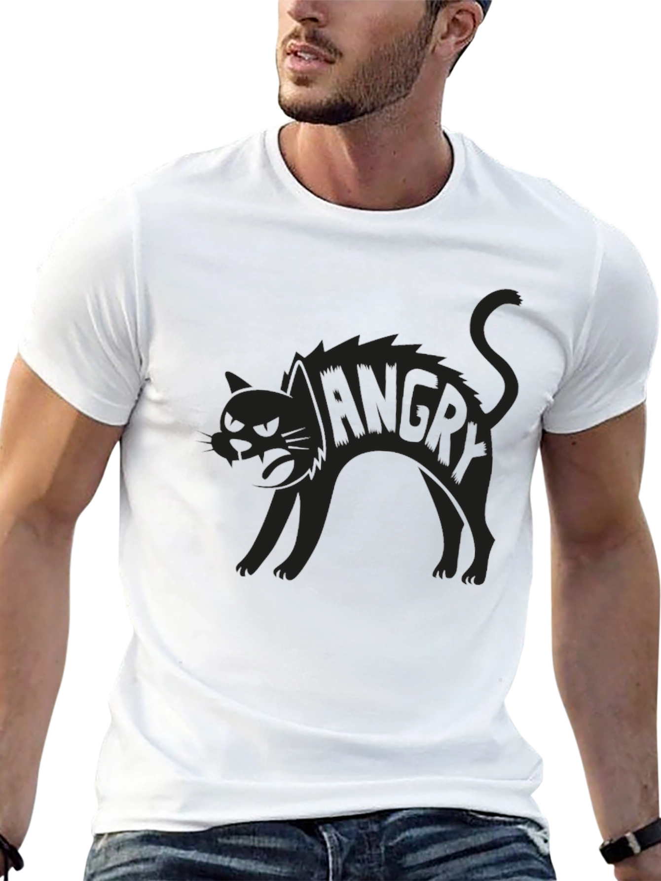 Angry Cat Graphic Print Tee