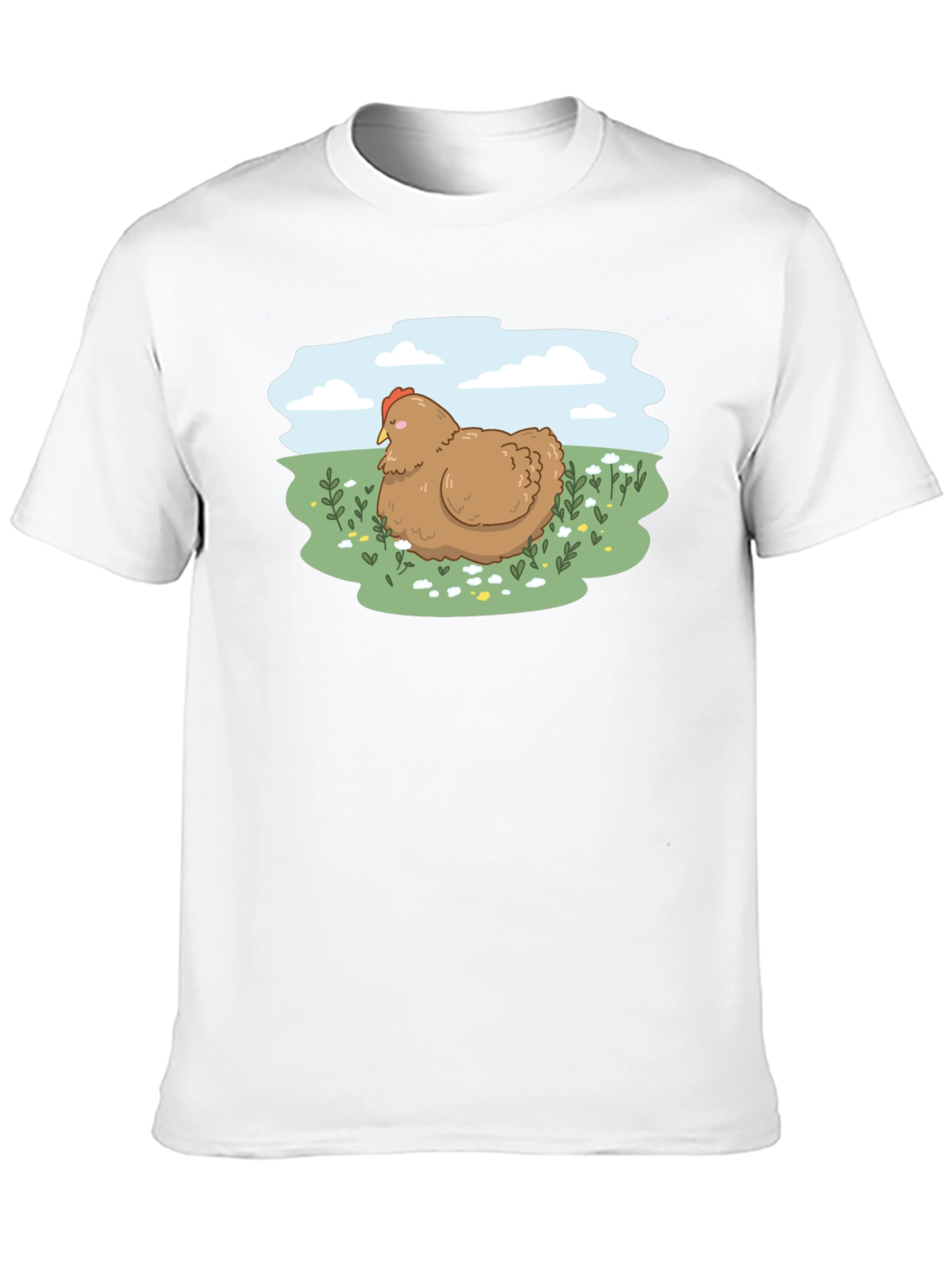 Cute Chicken Meadow Graphic T-Shirt