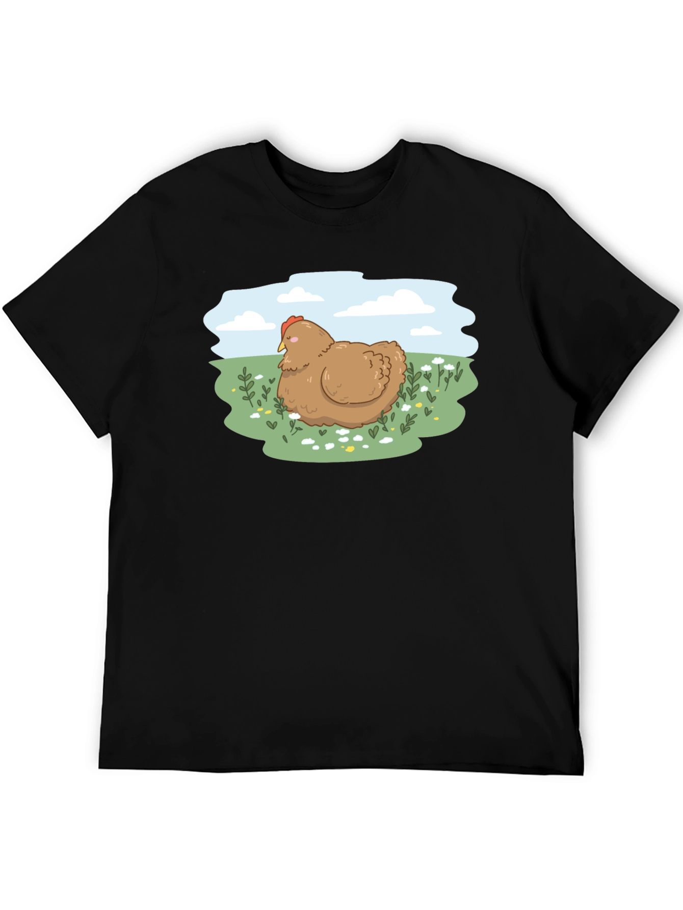 Cute Chicken Meadow Graphic T-Shirt