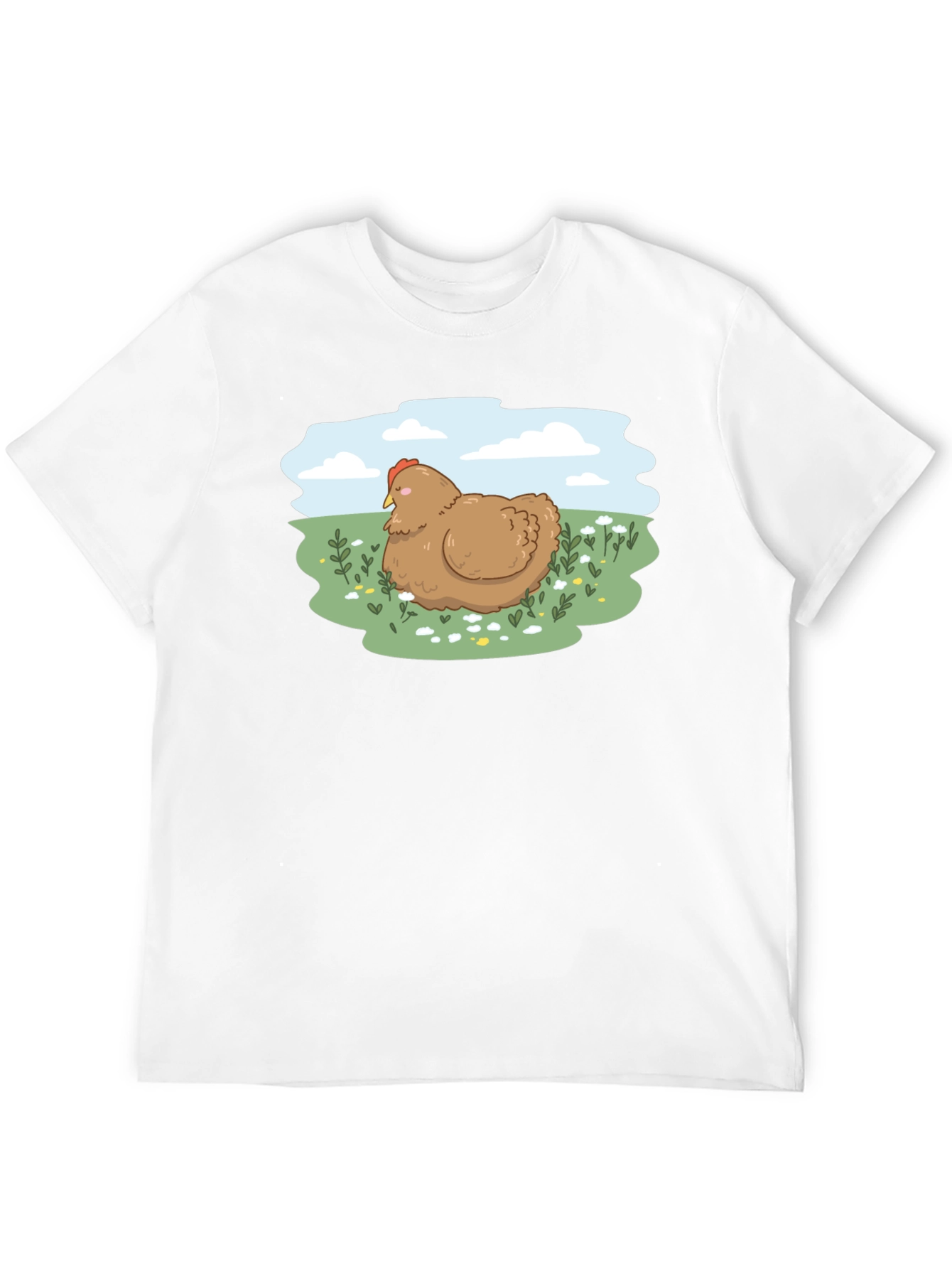 Cute Chicken Meadow Graphic T-Shirt