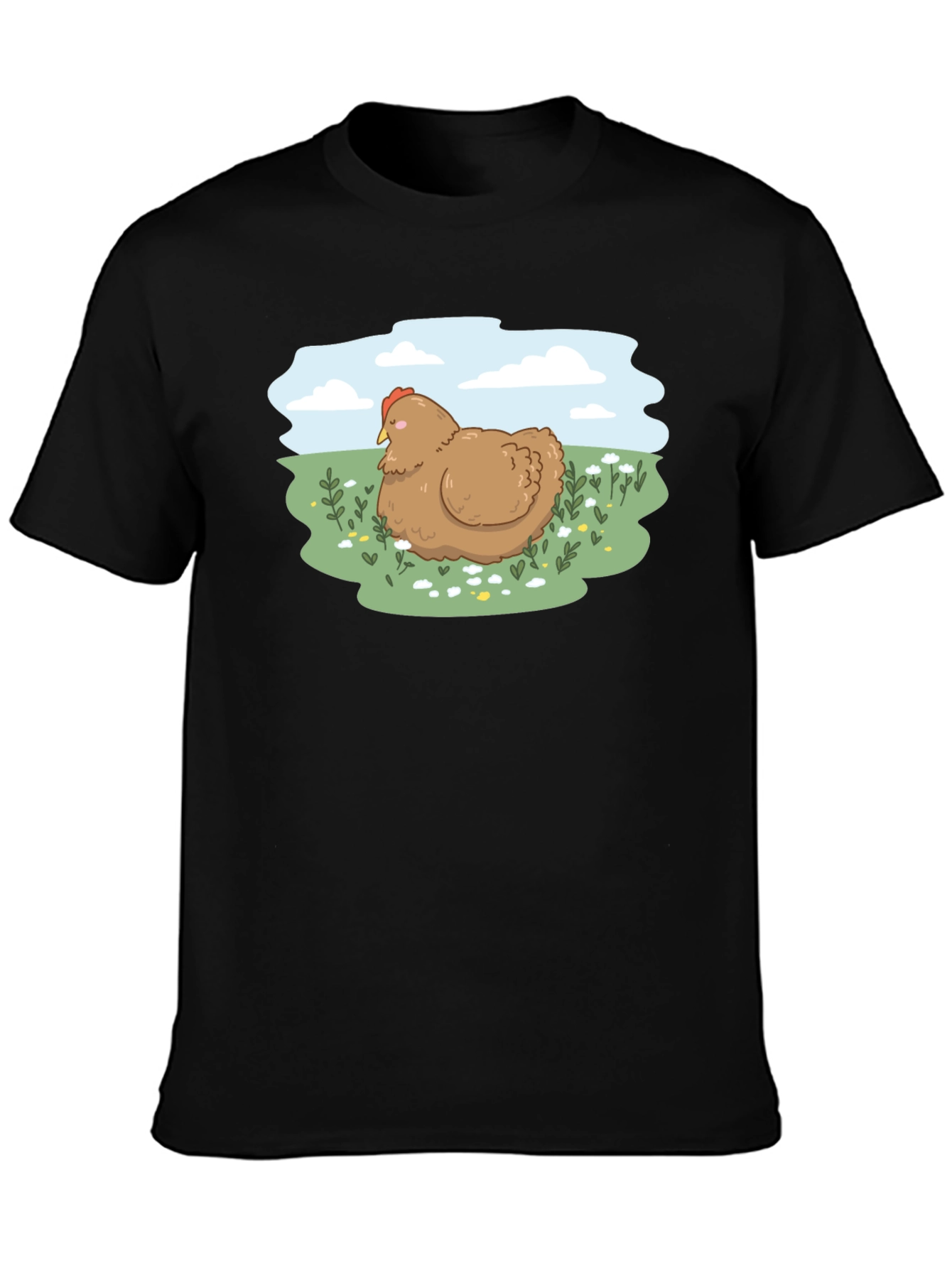 Cute Chicken Meadow Graphic T-Shirt