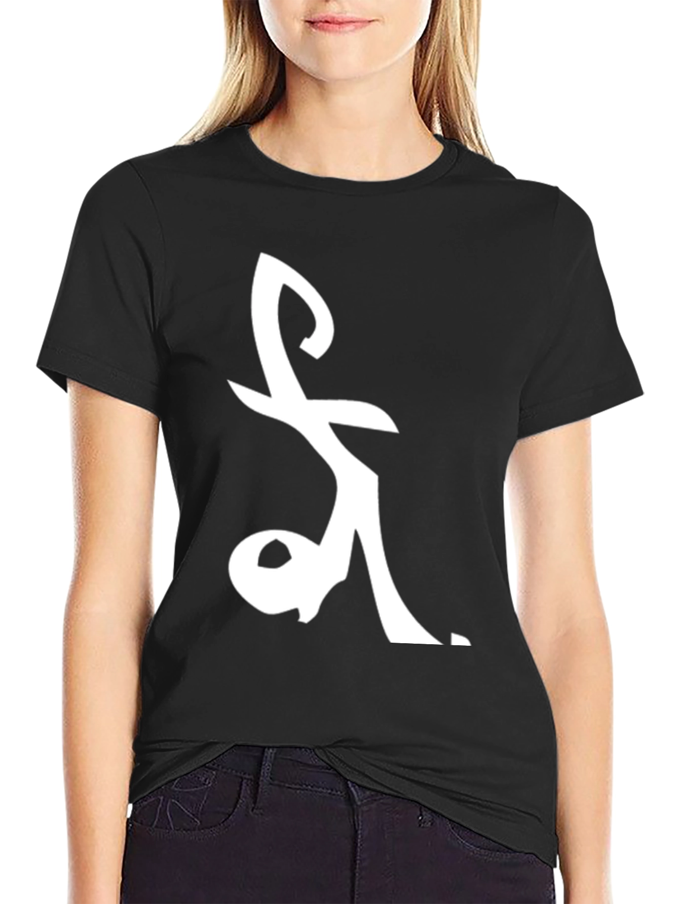 Symbol Graphic Tee - Black Cotton Casual
