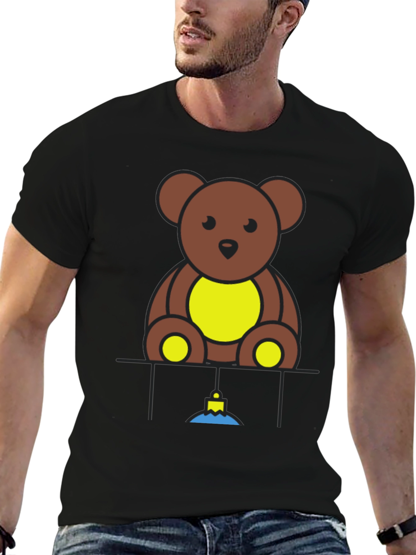 Teddy Bear Graphic Black T-Shirt