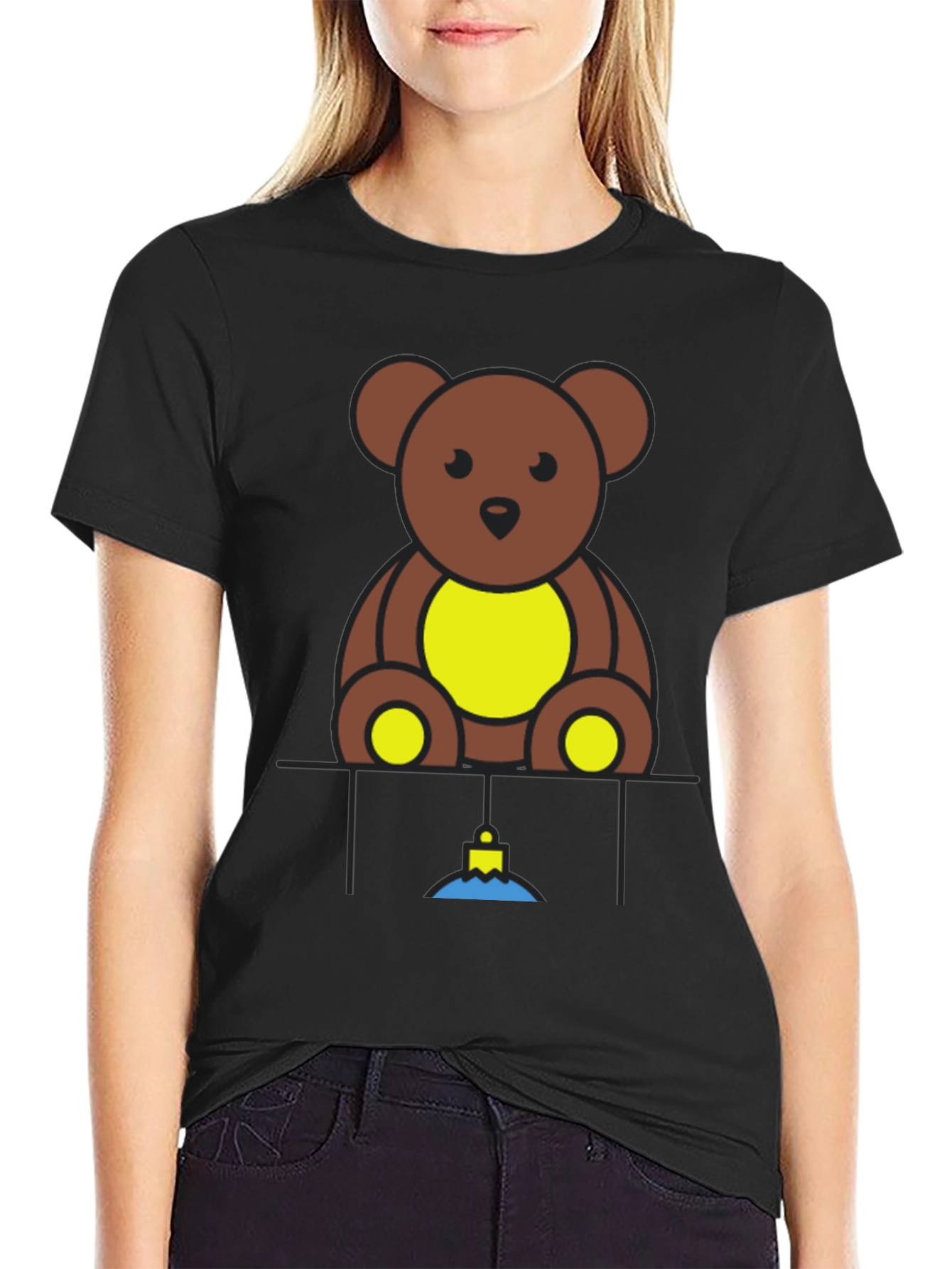 Teddy Bear Graphic Black T-Shirt