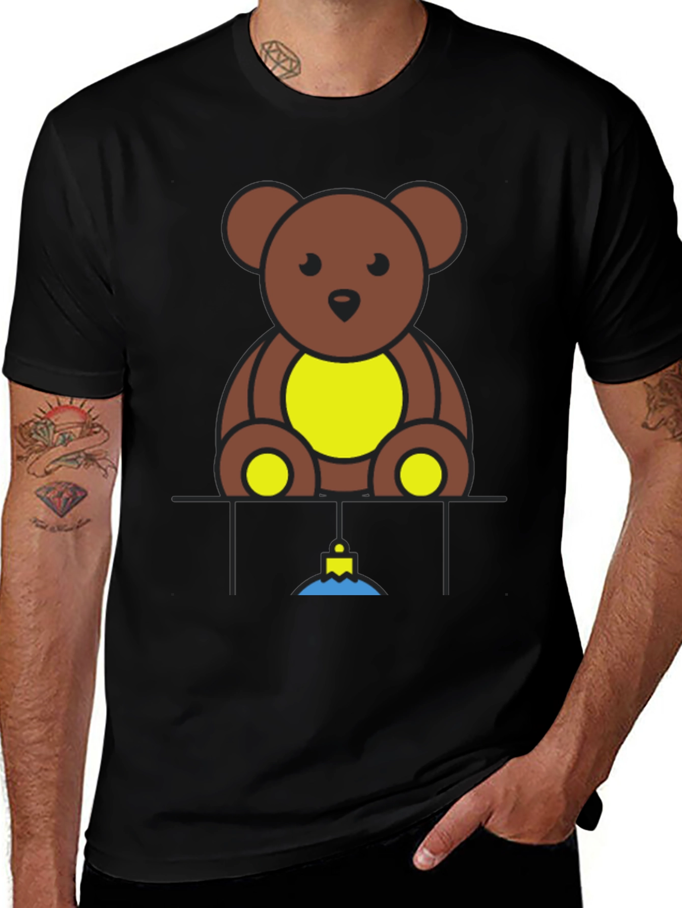 Teddy Bear Graphic Black T-Shirt