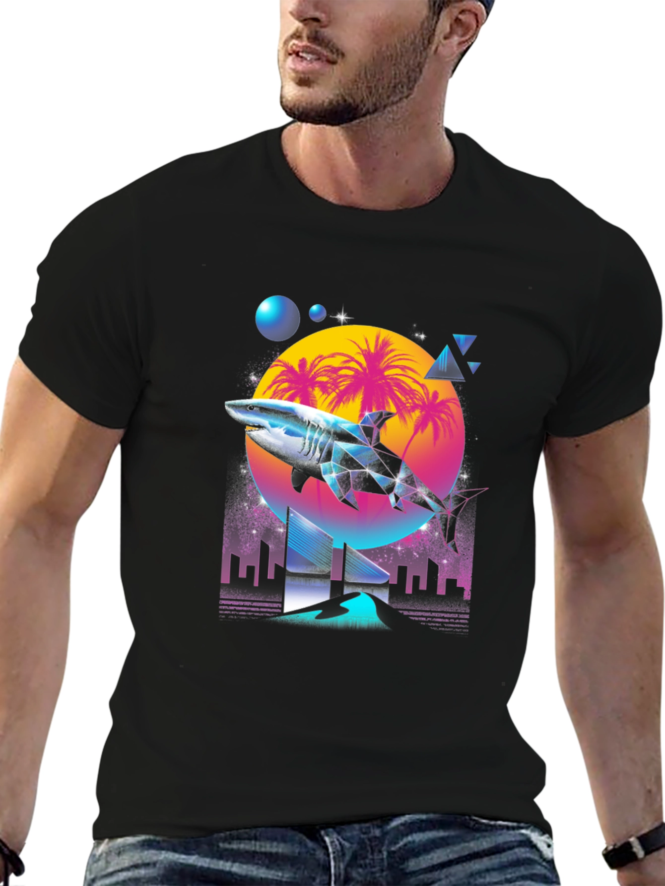 Retro Shark T-Shirt - Synthwave Style
