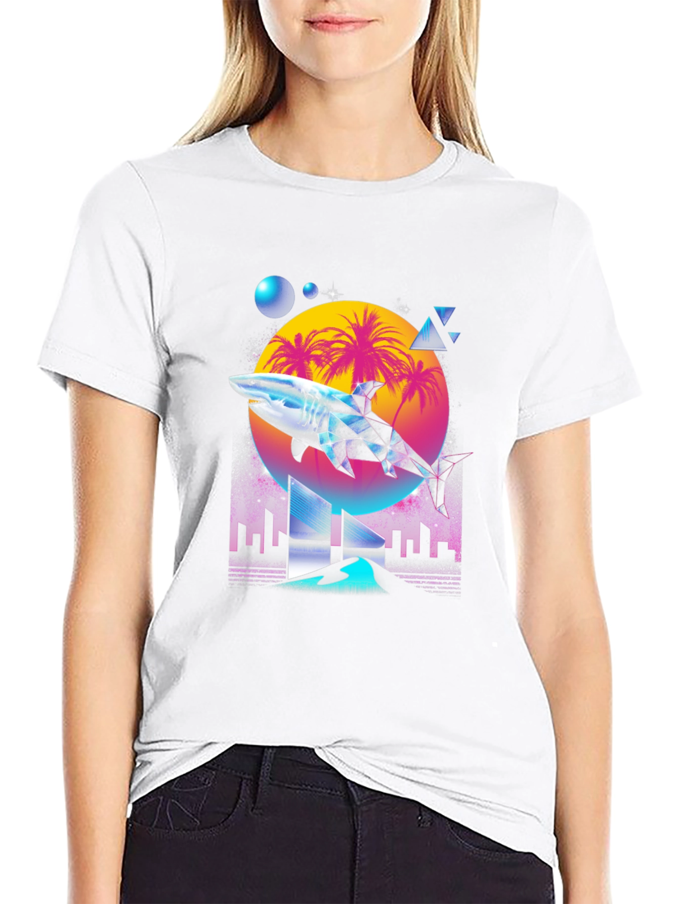 Retro Shark T-Shirt - Synthwave Style