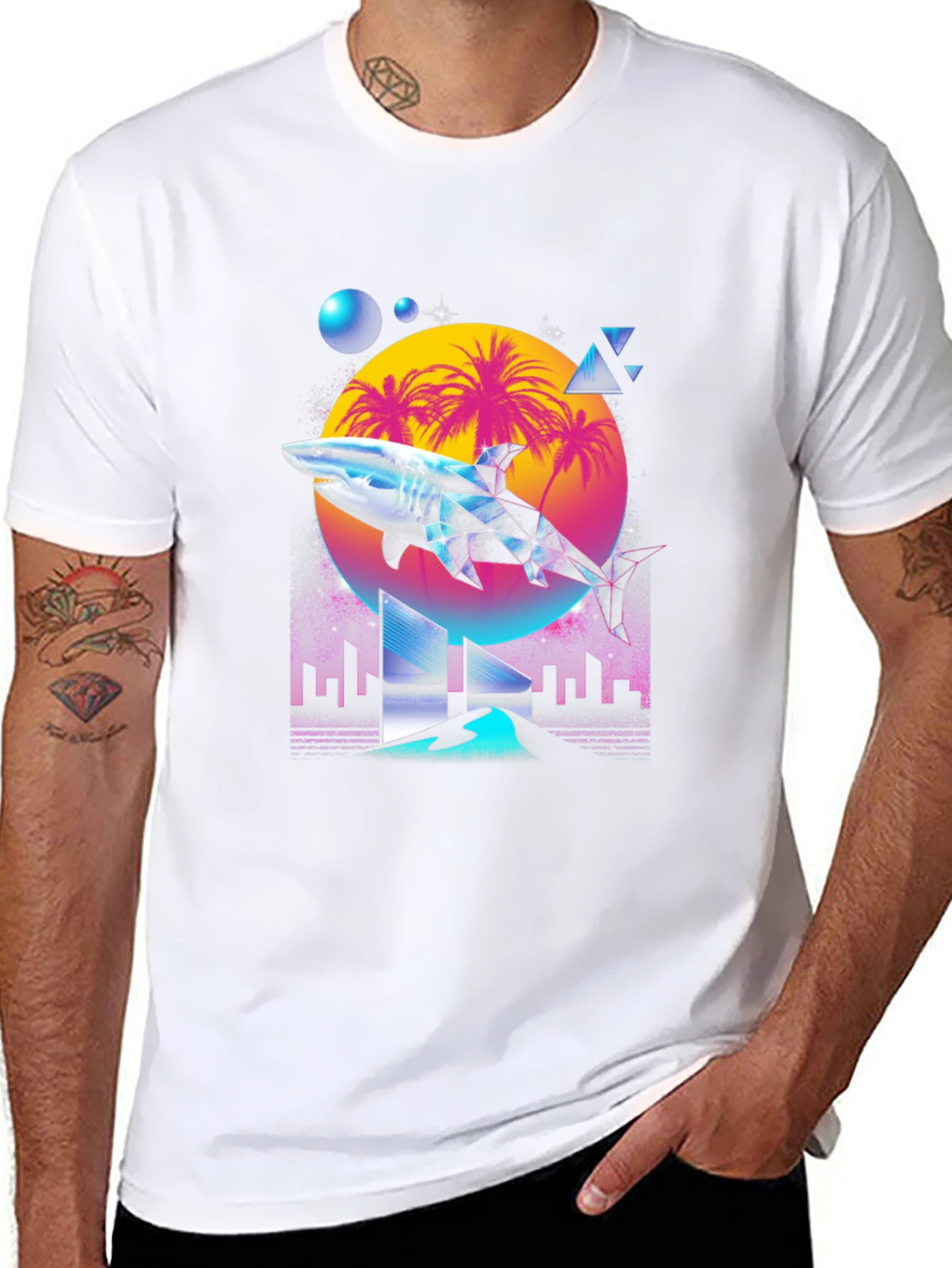 Retro Shark T-Shirt - Synthwave Style