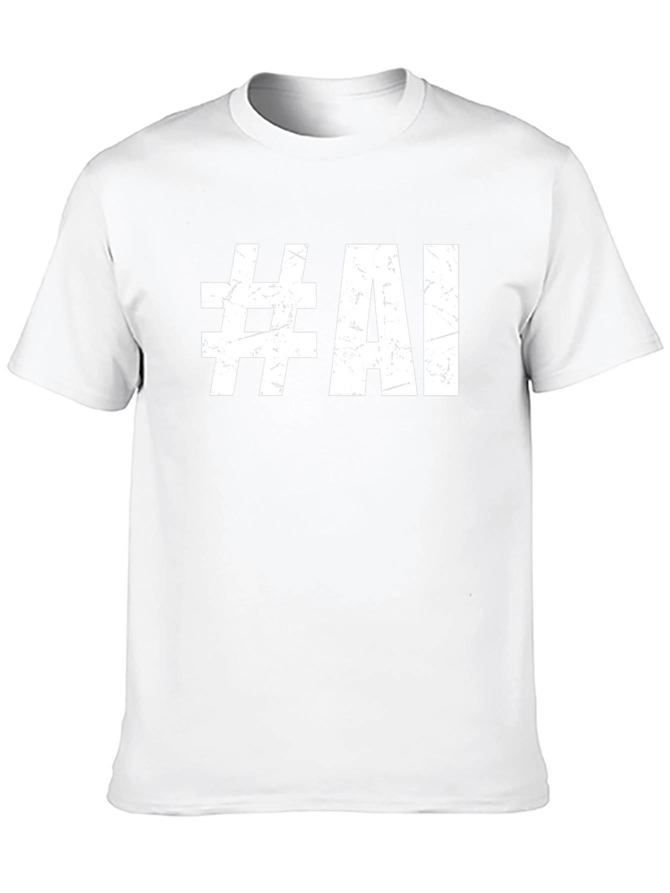 #AI Graphic Tee - Distressed Print Black T-Shirt