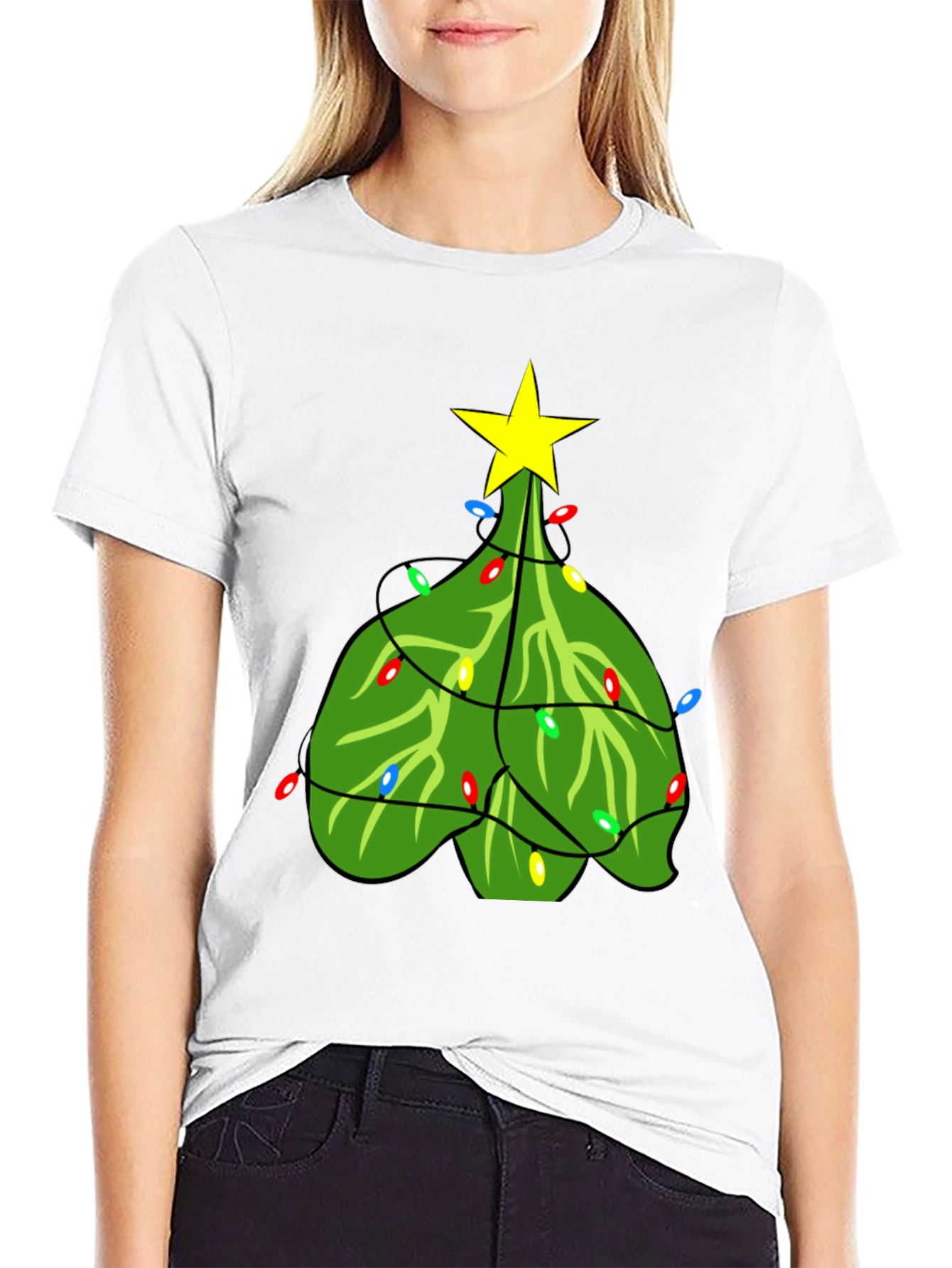 Christmas Tree T-Shirt with Lights and Star