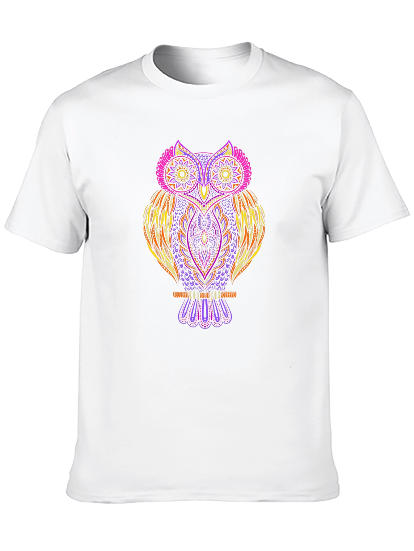 Vibrant Owl Graphic Print Black T-Shirt