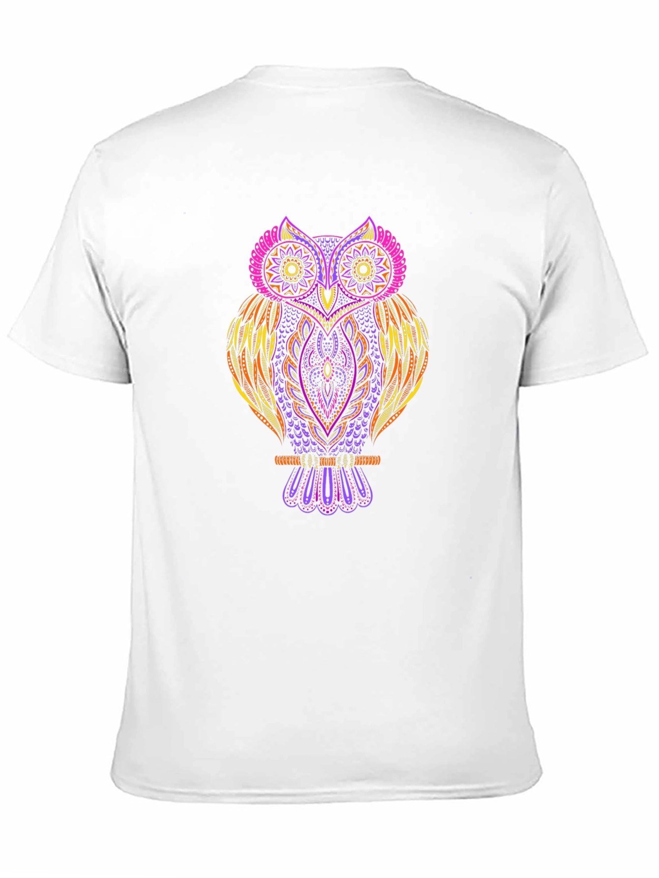 Vibrant Owl Graphic Print Black T-Shirt