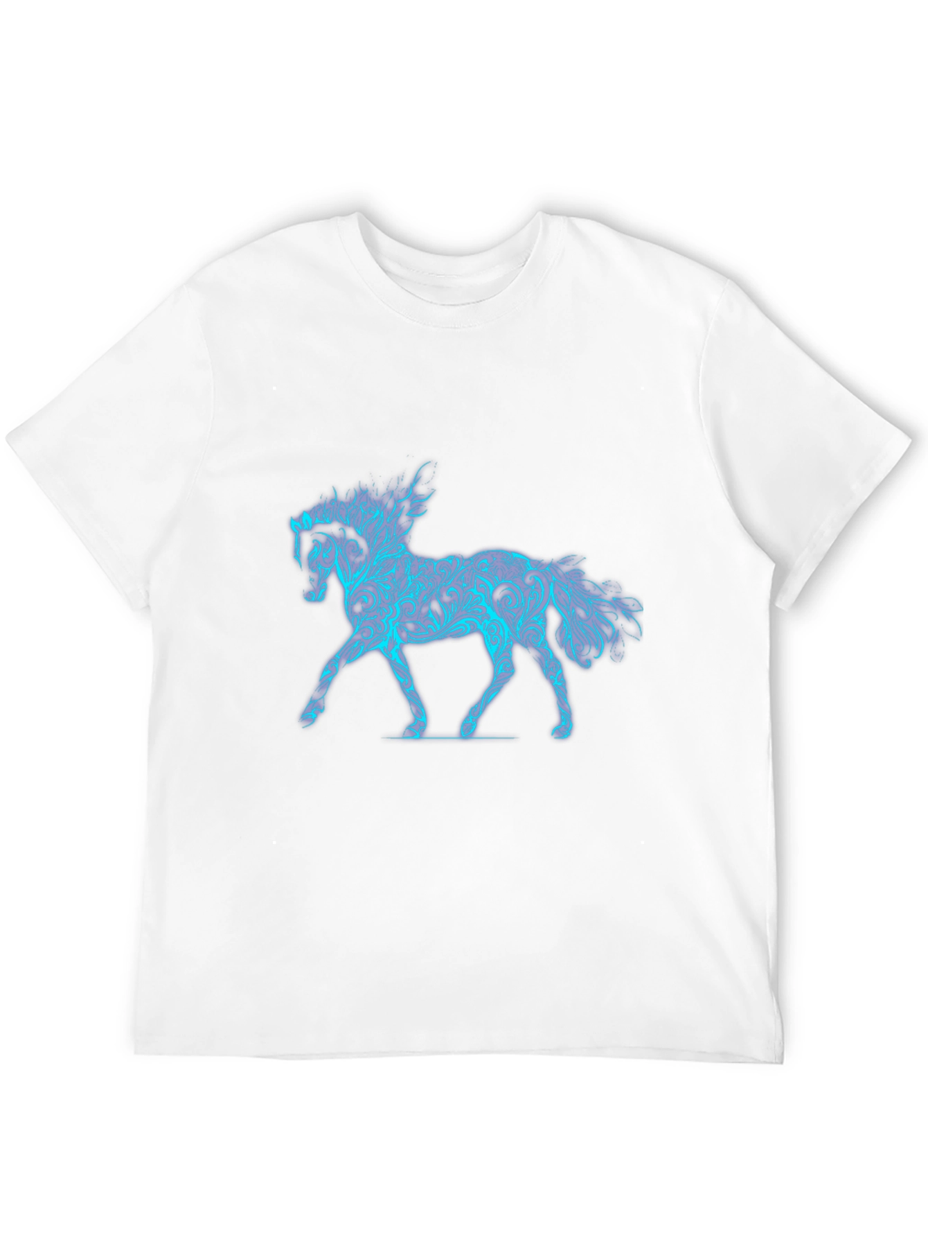 Cool Blue Horse Graphic Black Tee