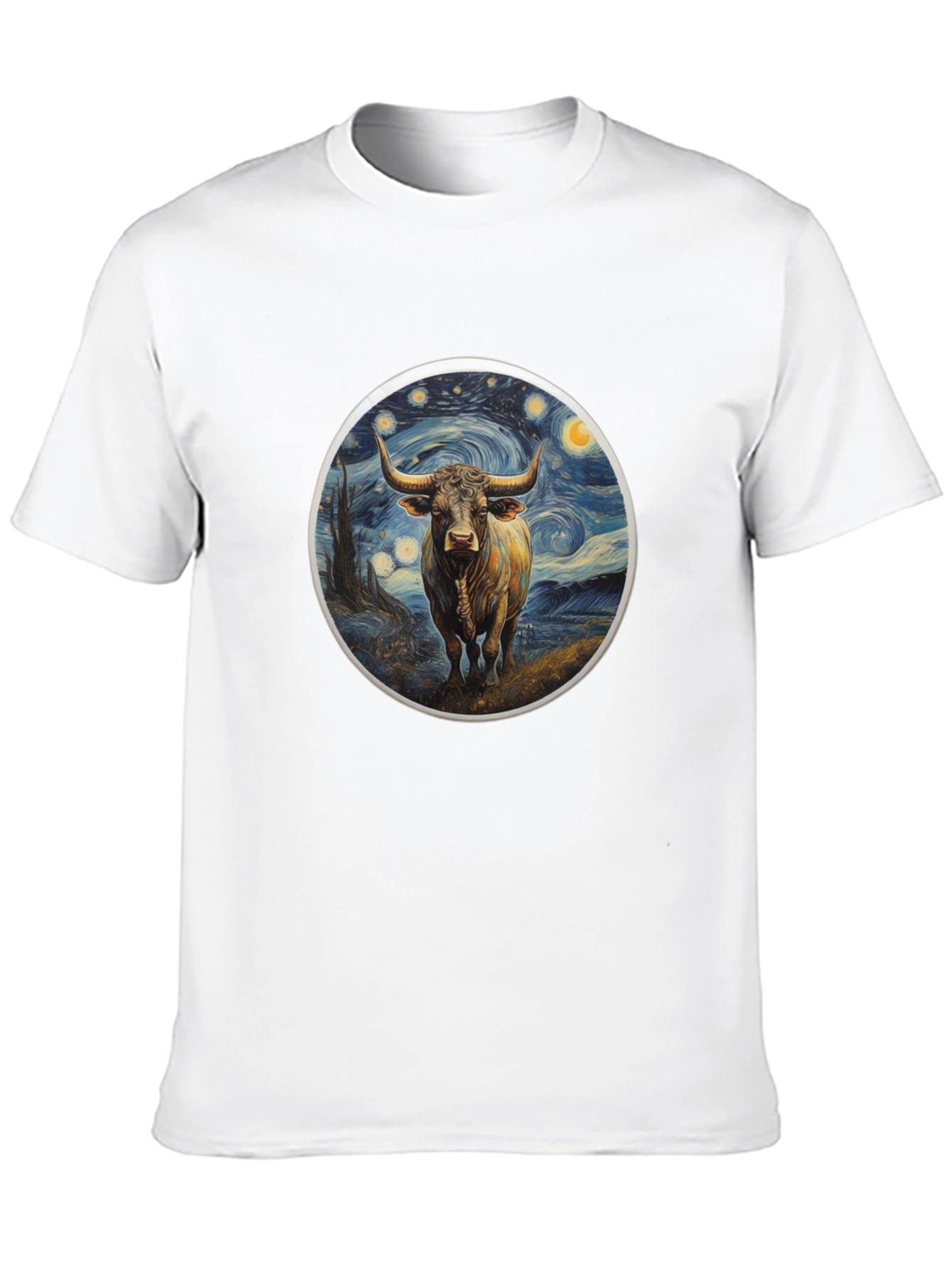 Starry Bull Graphic Tee - Trendy Art Shirt
