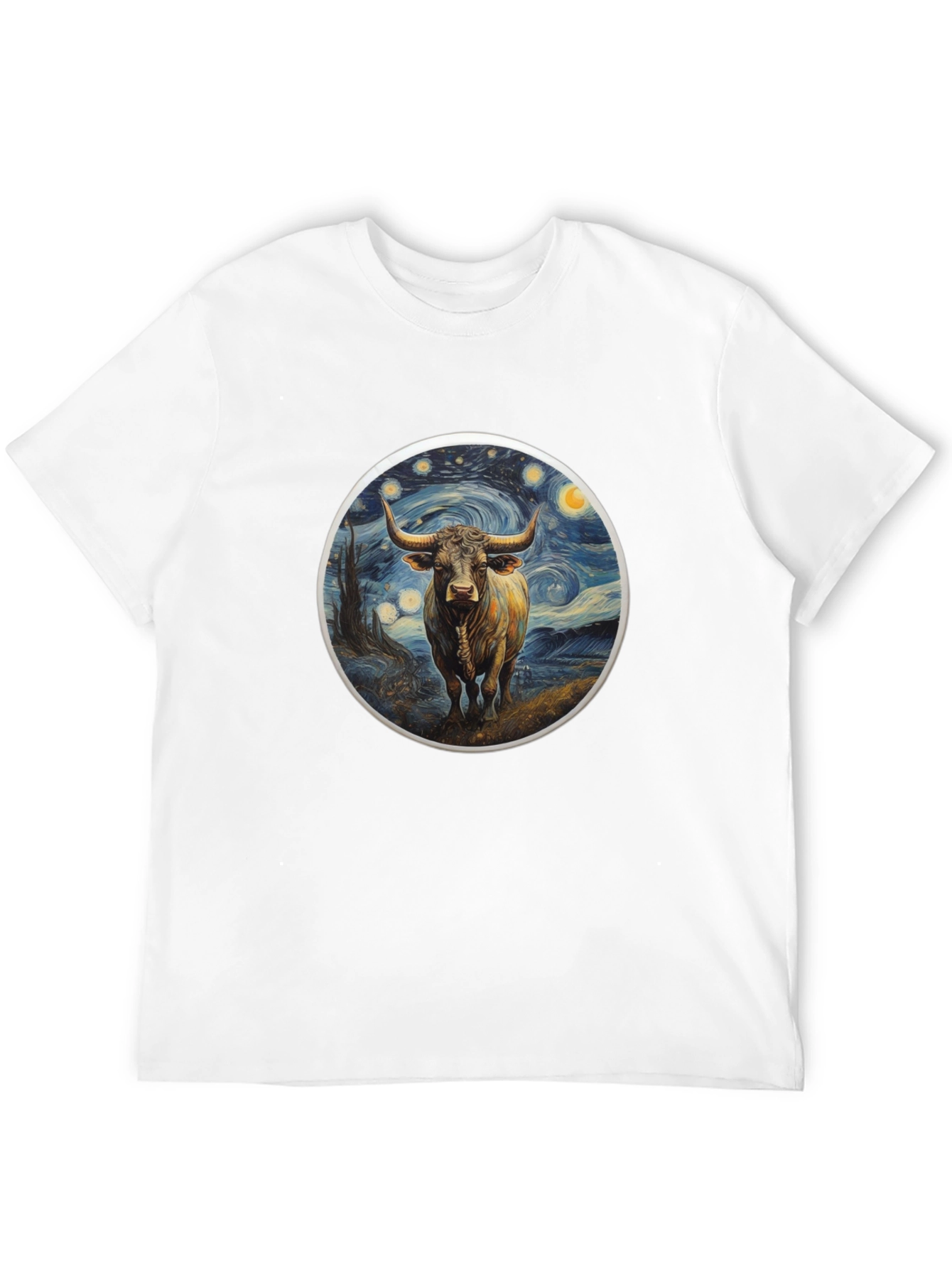 Starry Bull Graphic Tee - Trendy Art Shirt