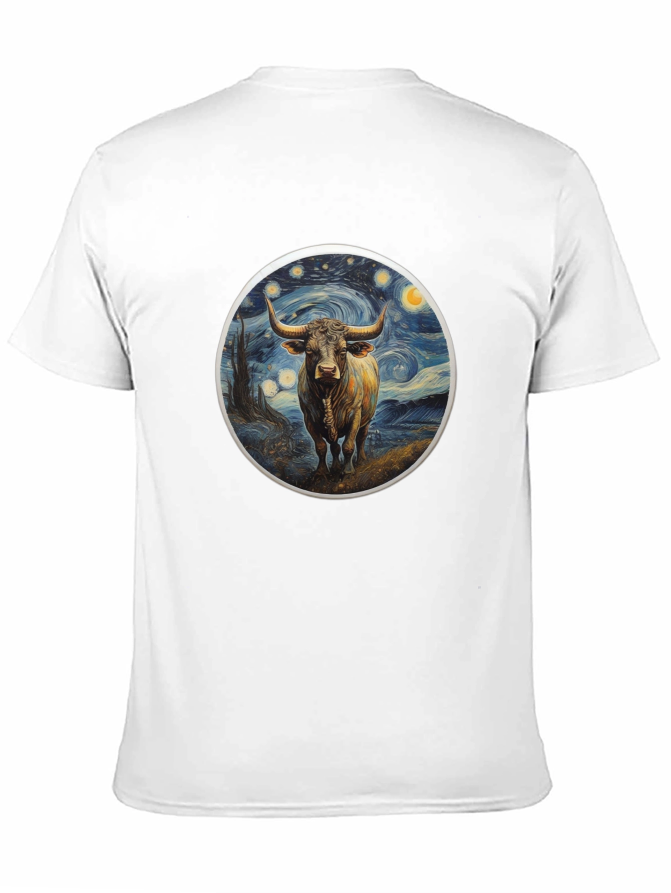 Starry Bull Graphic Tee - Trendy Art Shirt