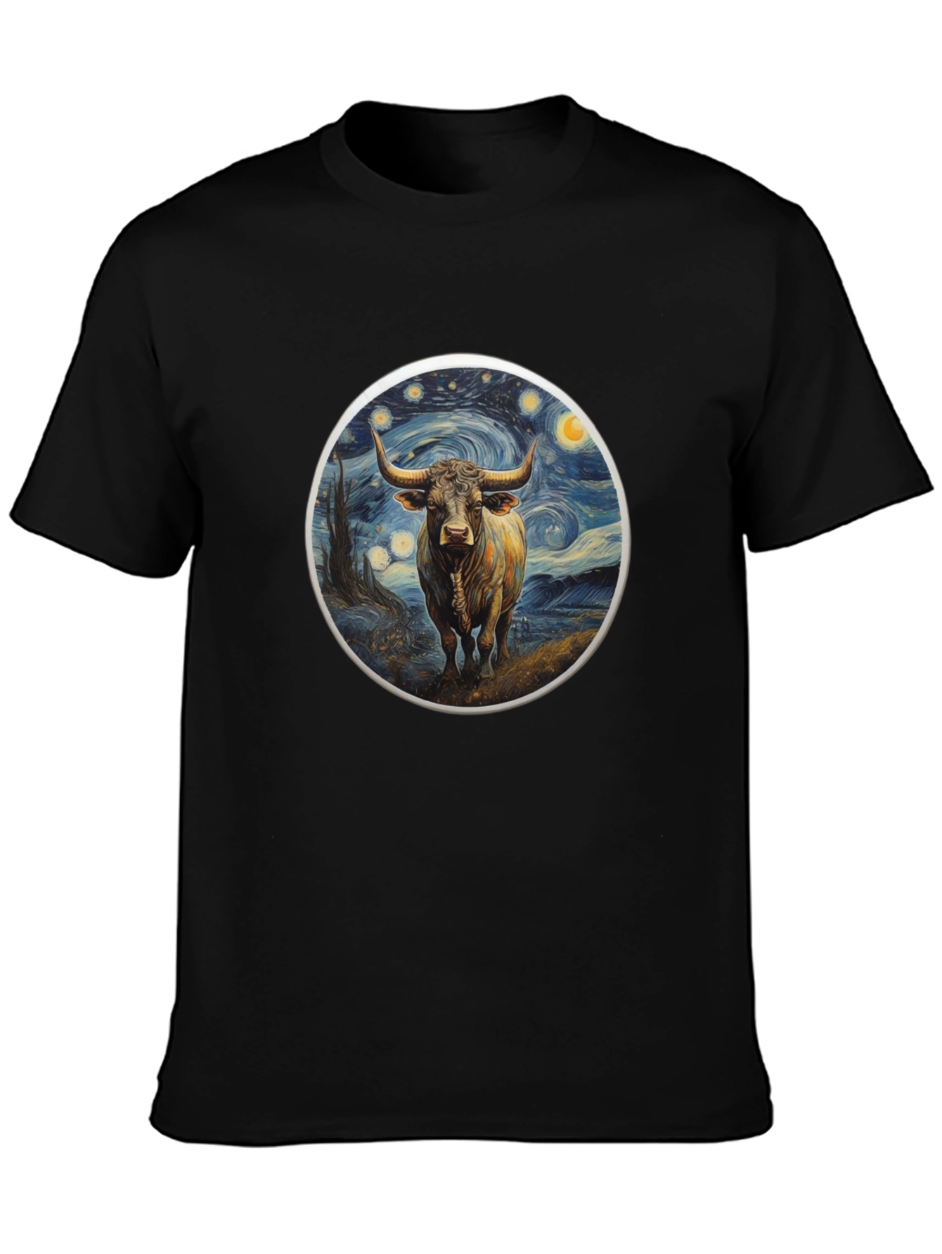 Starry Bull Graphic Tee - Trendy Art Shirt