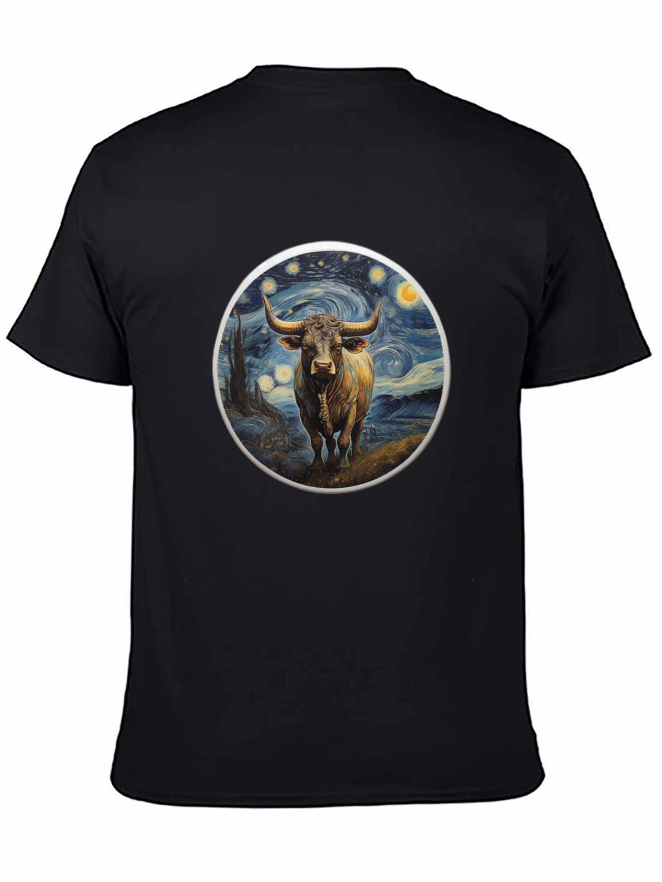 Starry Bull Graphic Tee - Trendy Art Shirt
