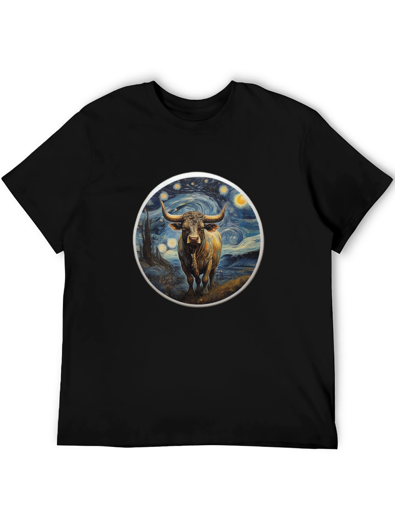 Starry Bull Graphic Tee - Trendy Art Shirt