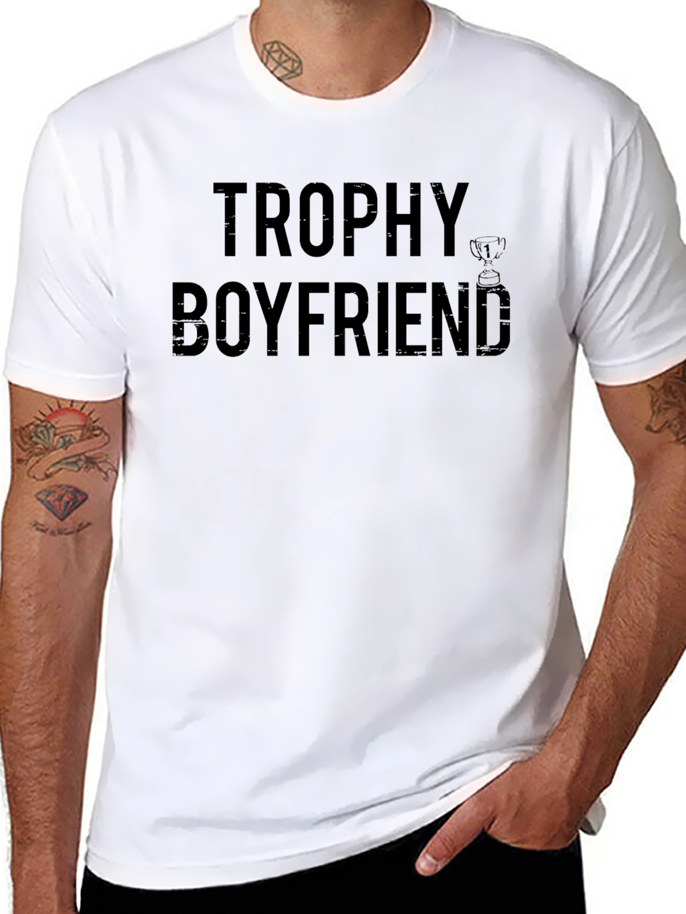 Trophy Boyfriend Black T-Shirt - Funny Graphic Tee