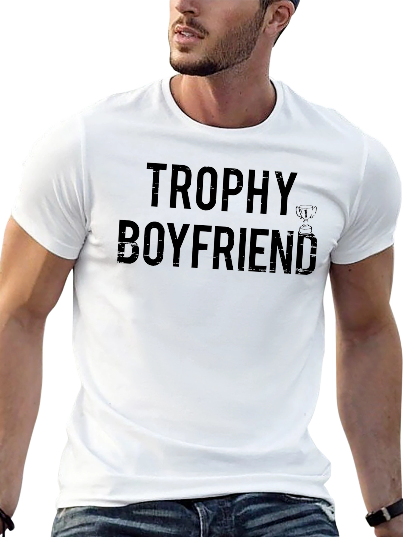 Trophy Boyfriend Black T-Shirt - Funny Graphic Tee