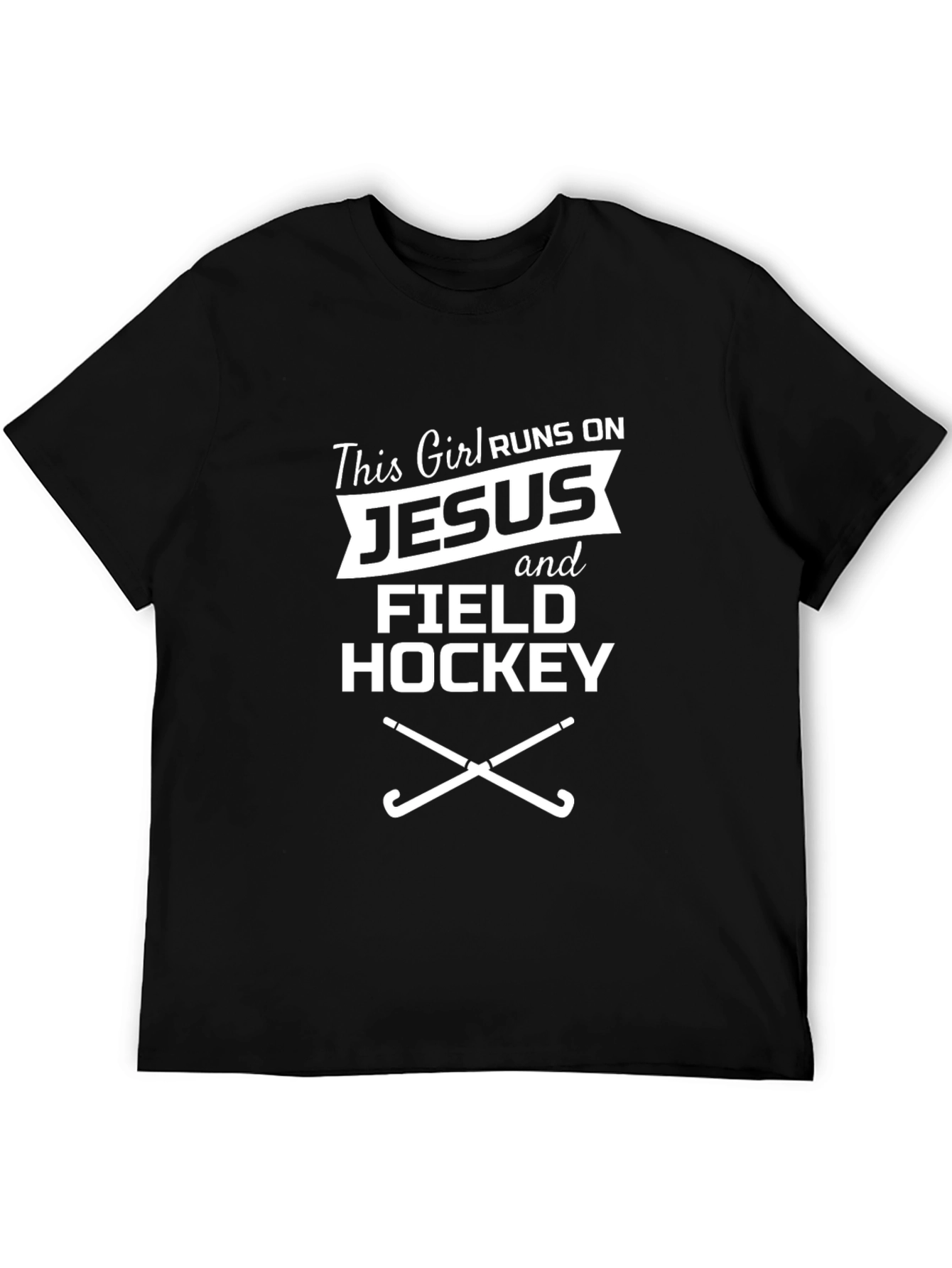 Runs on Jesus and Field Hockey Graphic Tee