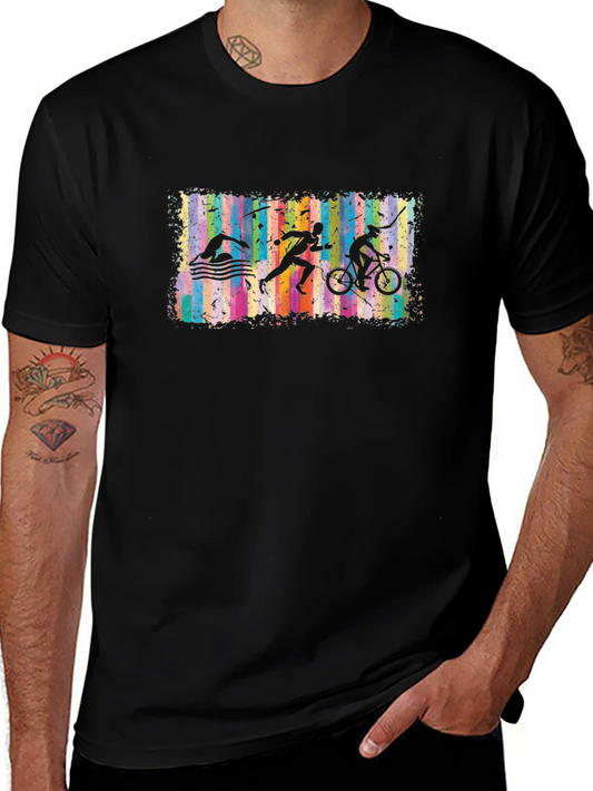 Triathlon Silhouette Graphic Black T-Shirt