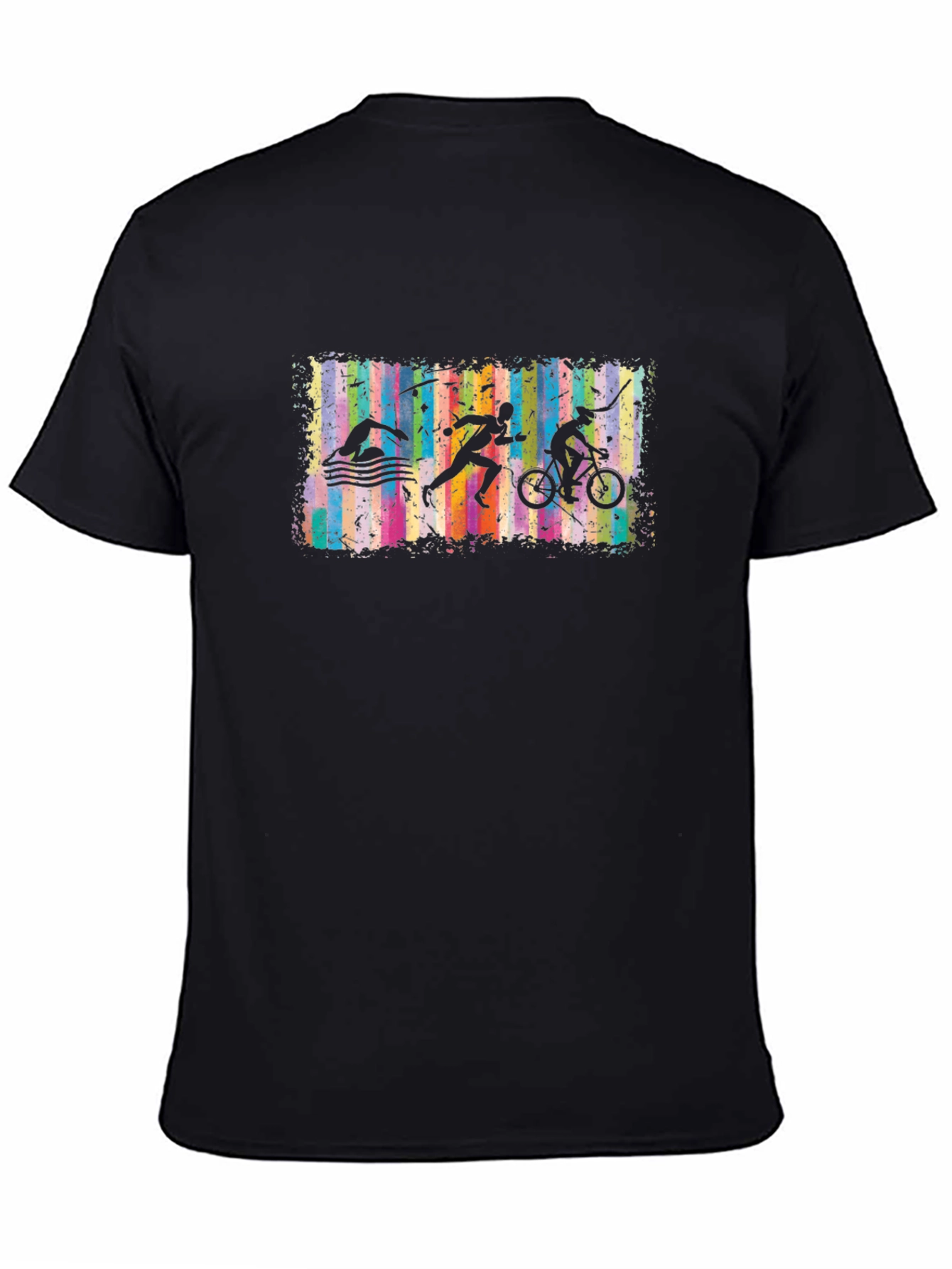 Triathlon Silhouette Graphic Black T-Shirt