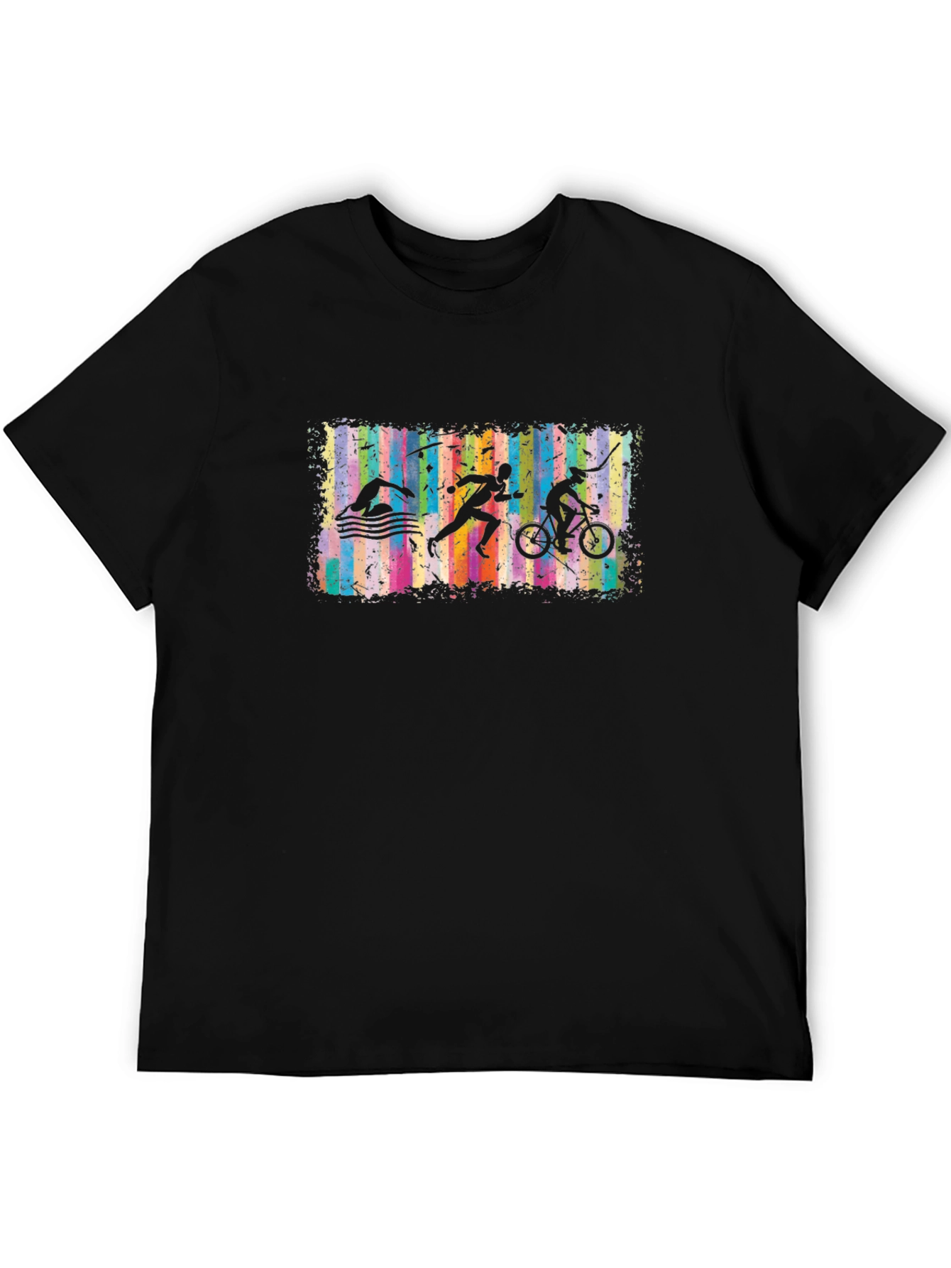 Triathlon Silhouette Graphic Black T-Shirt