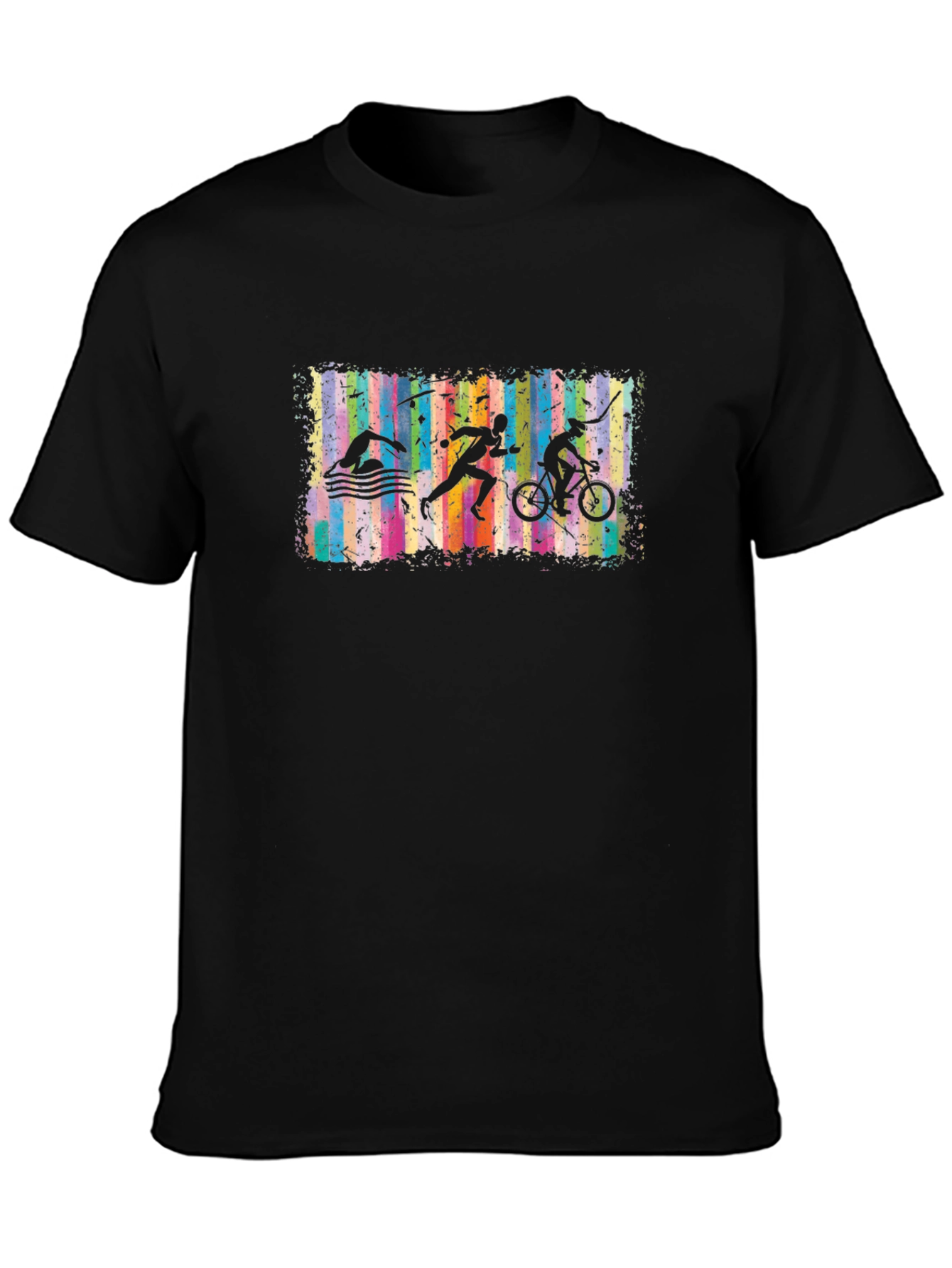 Triathlon Silhouette Graphic Black T-Shirt